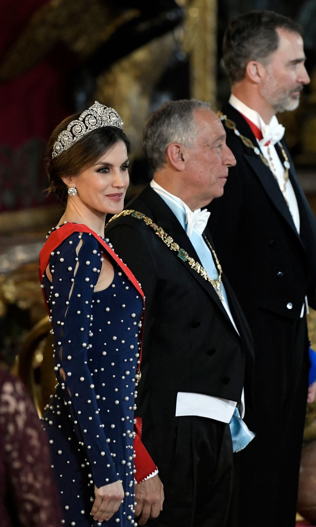 La reina utilizó la tiara por primera vez en 2018 para recibir al presiente de Portugal.