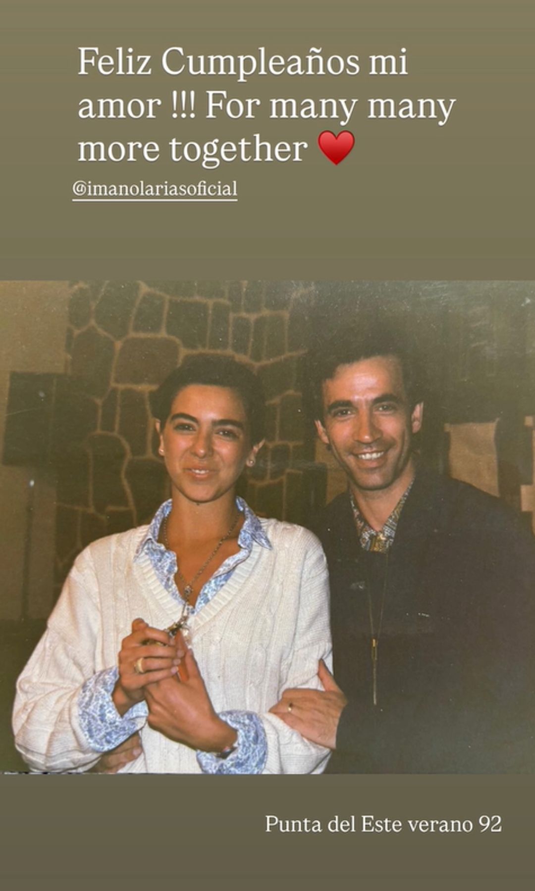 Imanol Arias con su mujer, la Nélida Inés Grajales, la abogada argentina