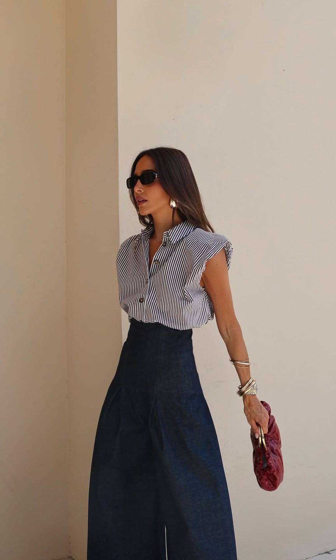 Rocío Osorno con vaqueros wide leg de Zara con tiro muy alto