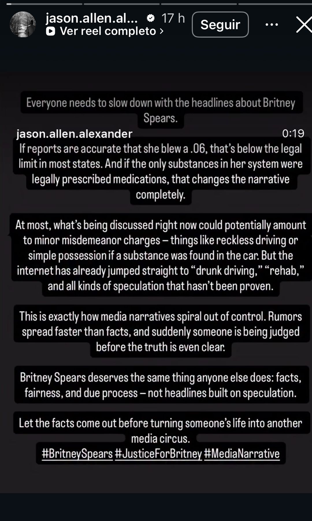 El mensaje de Jason Alexander, el primer marido de Britney Spears.