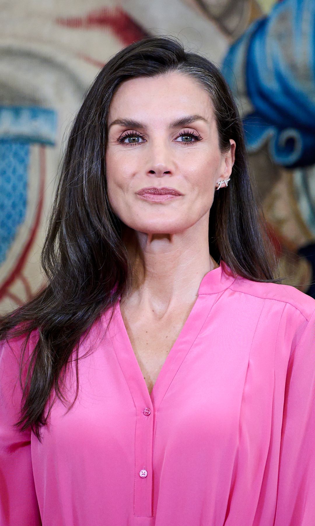 MADRID, SPAIN - JUNE 09: Queen Letizia of Spain receives members of the patronage and scientific council of the Lilly Foundation at the Zarzuela Palace on June 09, 2026 in Madrid, Spain. (Photo by Carlos Alvarez/Getty Images)