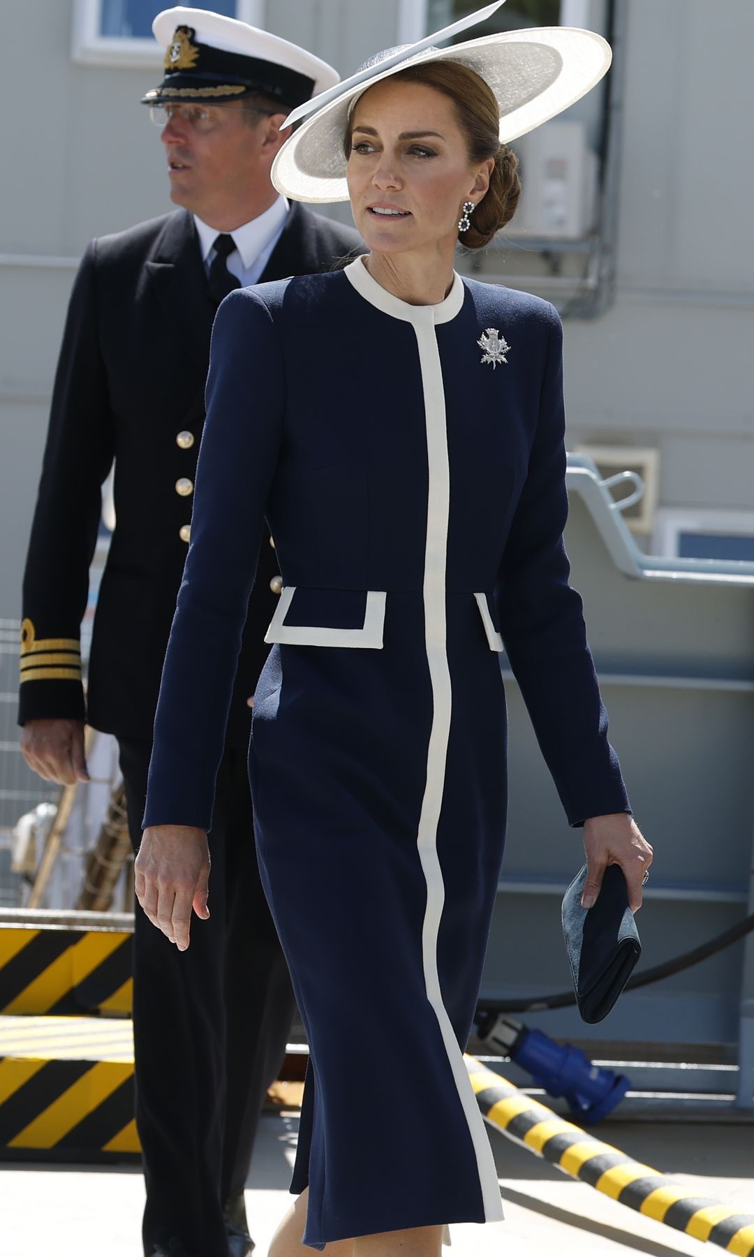 GLASGOW, SCOTLAND - MAY 22: The Prince and Princess of Wales, known as the the Duke and Duchess of Rothesay when in Scotland, attend the naming ceremony for HMS Glasgow, at the BAE Systems shipyard in Scotstoun, on May 22, 2025 in Glasgow, Scotland. In June 2021, The Princess was appointed as the Sponsor of HMS Glasgow, a state-of-the-art Type 26 anti-submarine frigate, designed to provide protection to the UK's nuclear deterrent and aircraft carriers. (Photo by Andy Barr - WPA Pool/Getty Images)