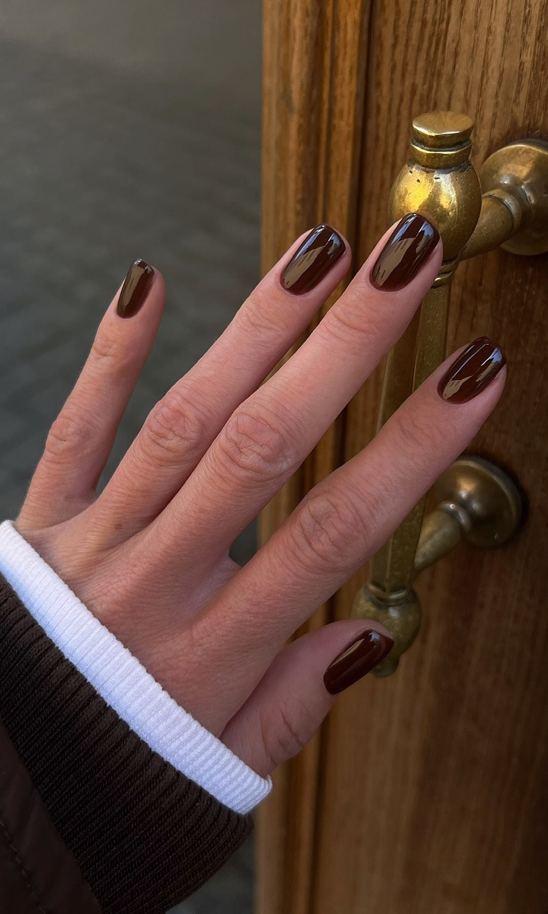 Manicura marrón clásica