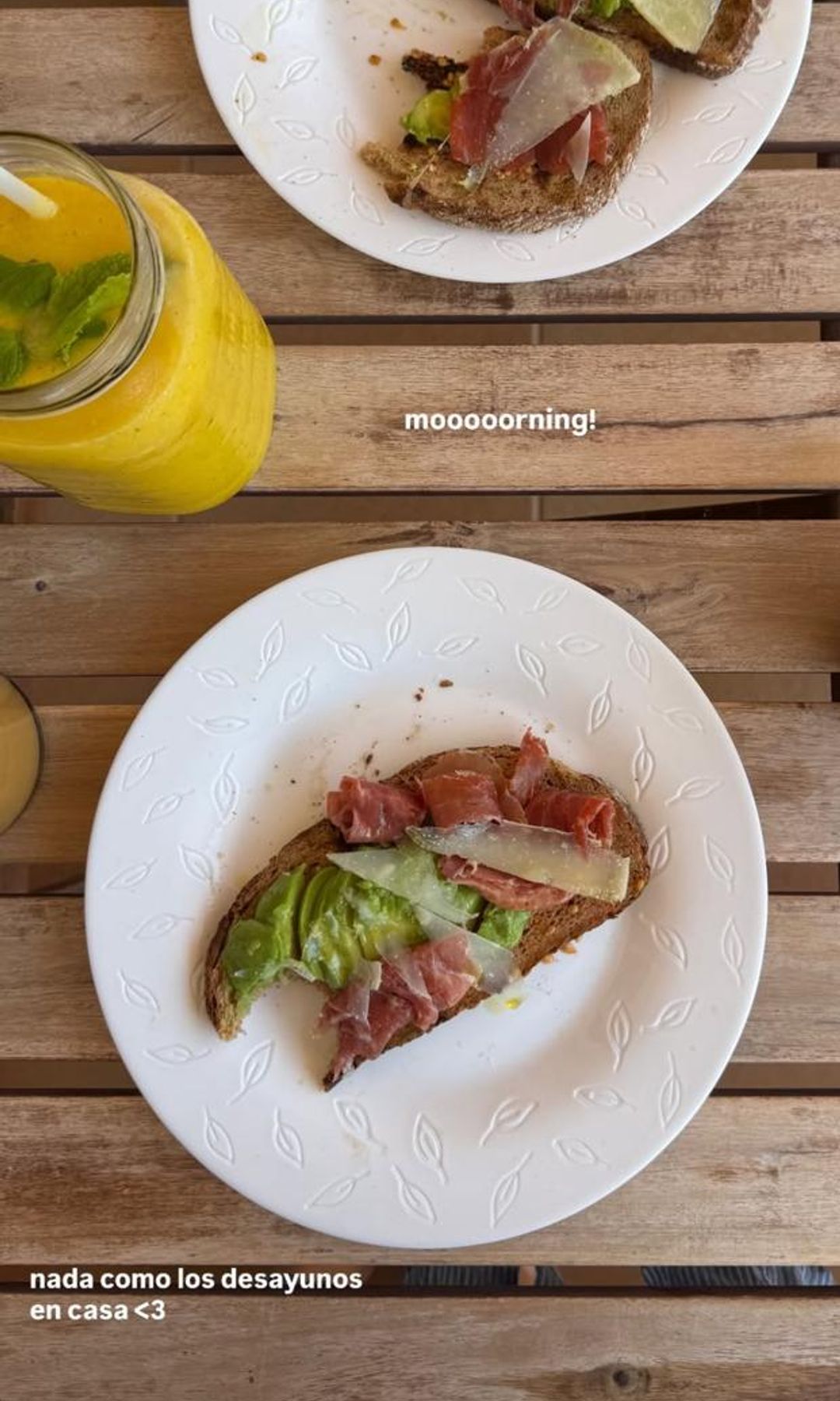 Fuen Albaladejo desayuno tostadas jamón