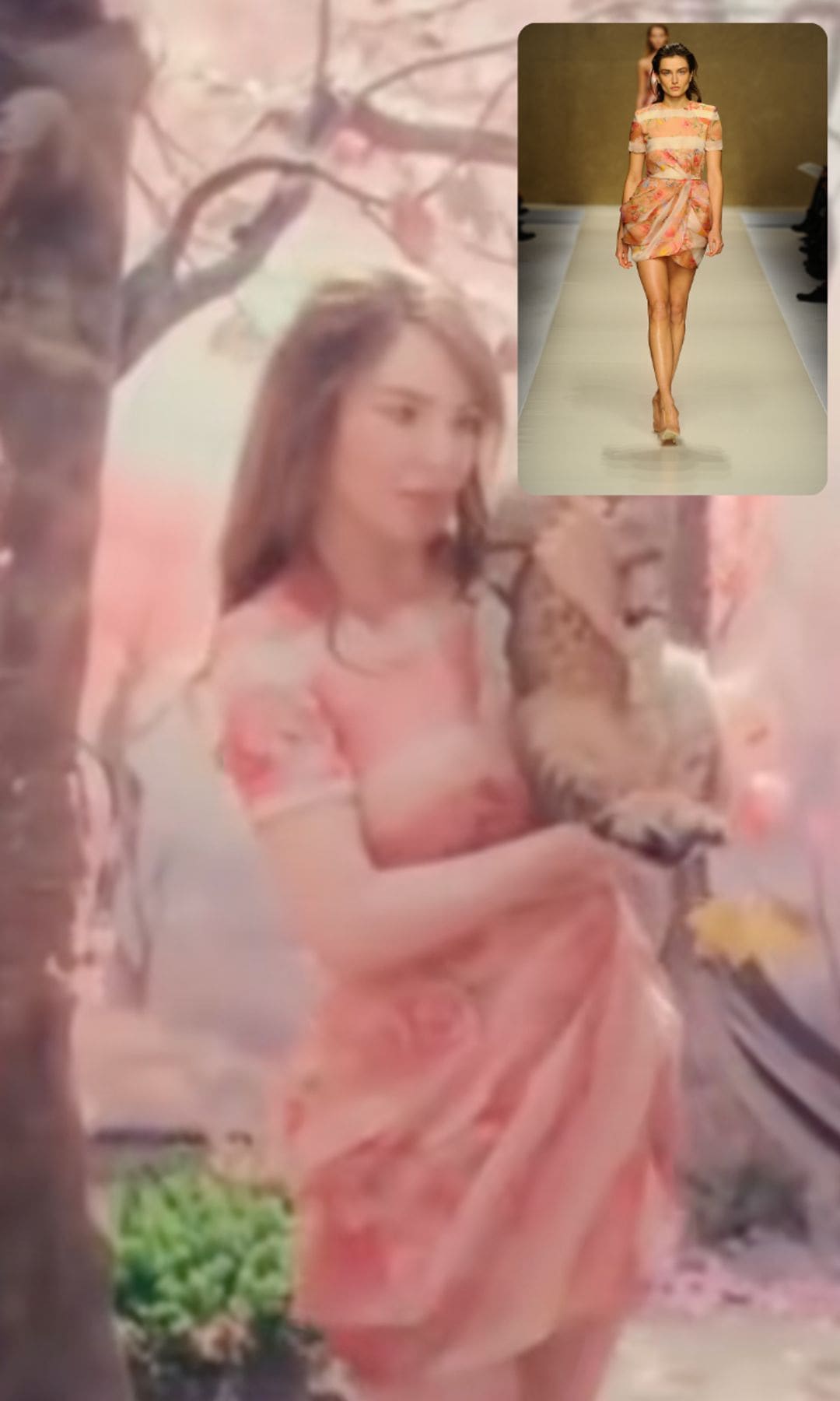 Vestido de la colección Blumarine 2013 utilizado por Belinda durante una escena con un gato. 