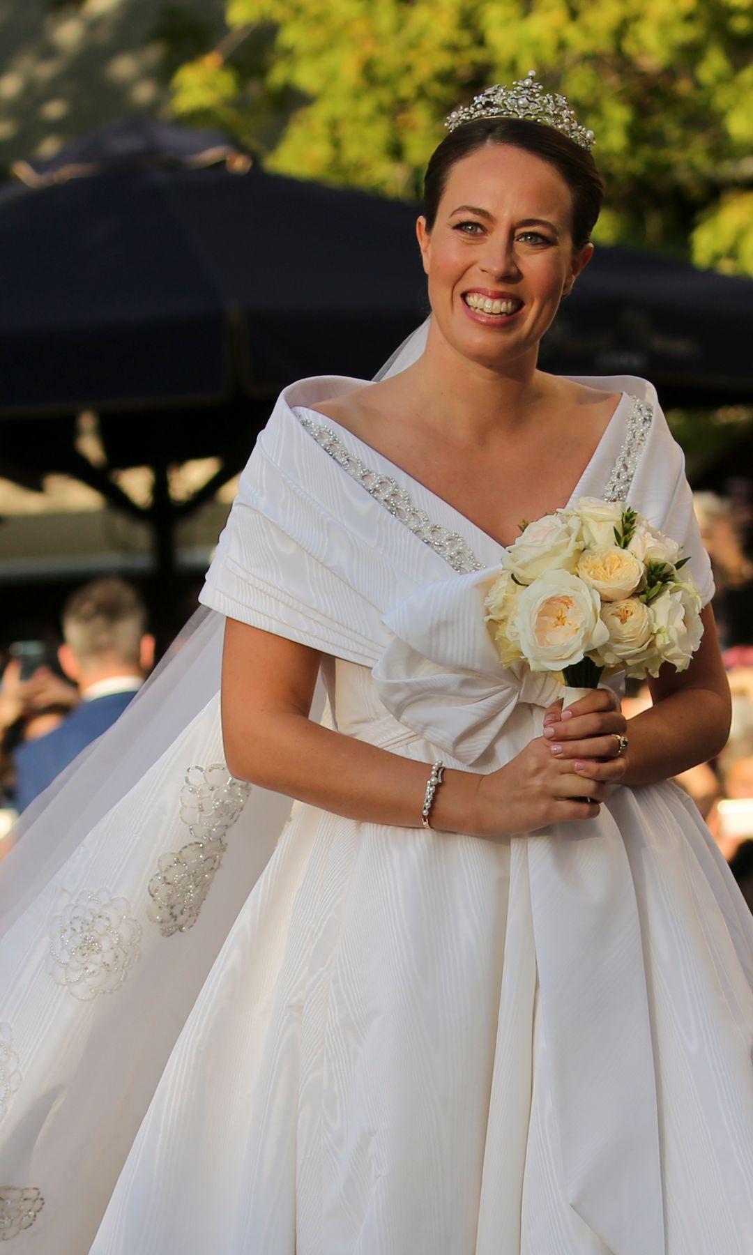 Nina Flohr llevó la tiara del Corsario el día de su boda con Philippos de Grecia