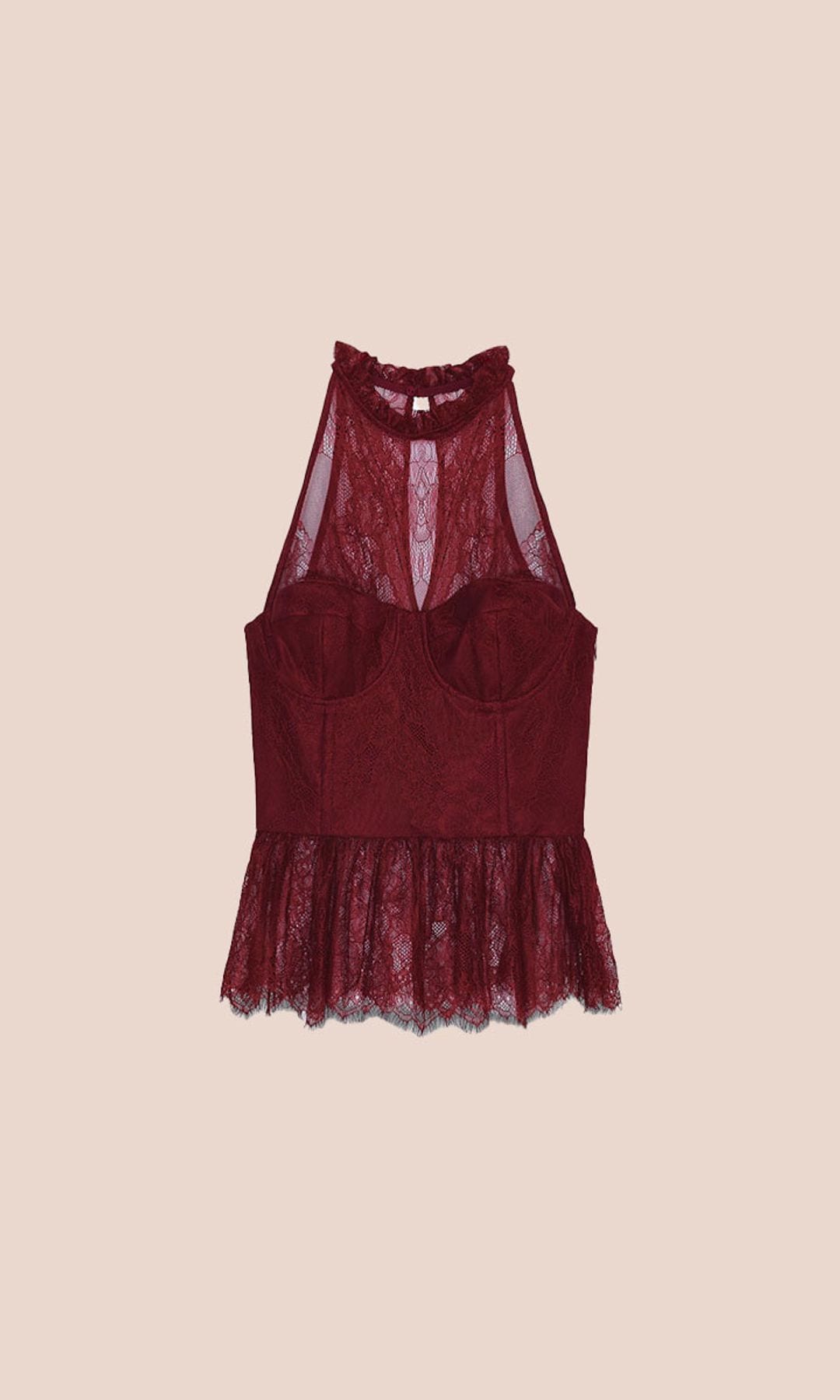 Blusa encaje burdeos