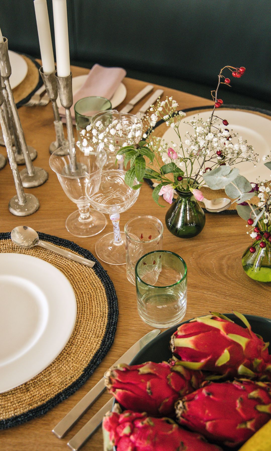 Detalles de la decoración de la mesa