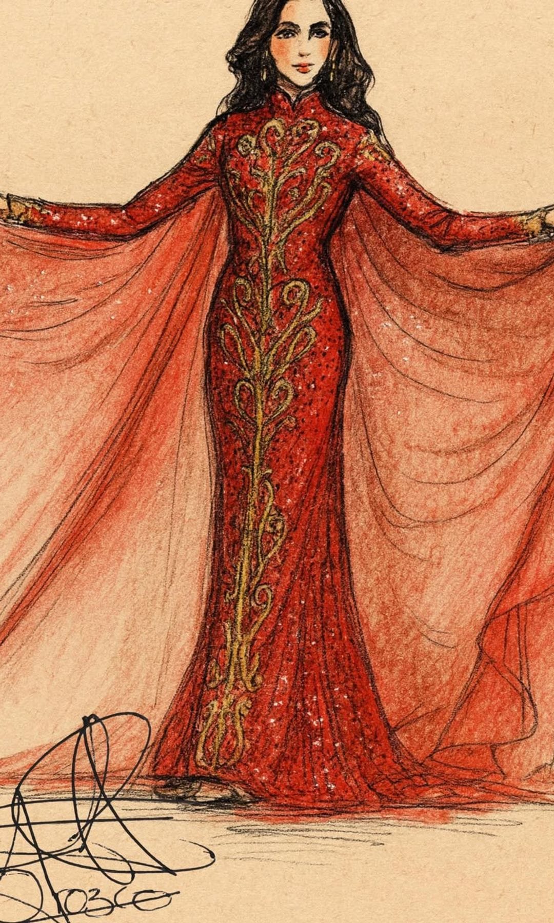 Boceto del vestido de Fátima