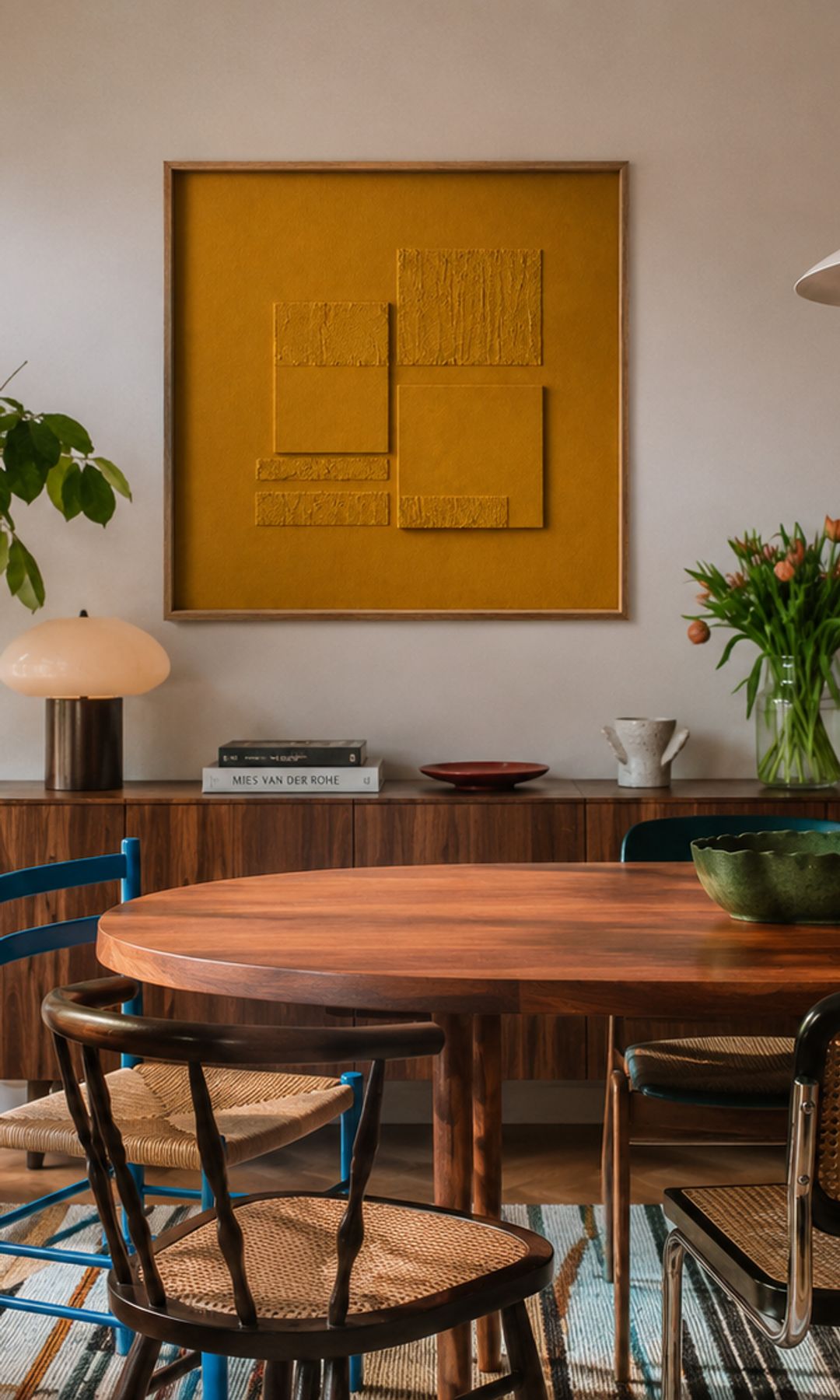 Obra de arte de gran formato para un comedor con personalidad. Obra de Alejandra Duarte (ddduarte)