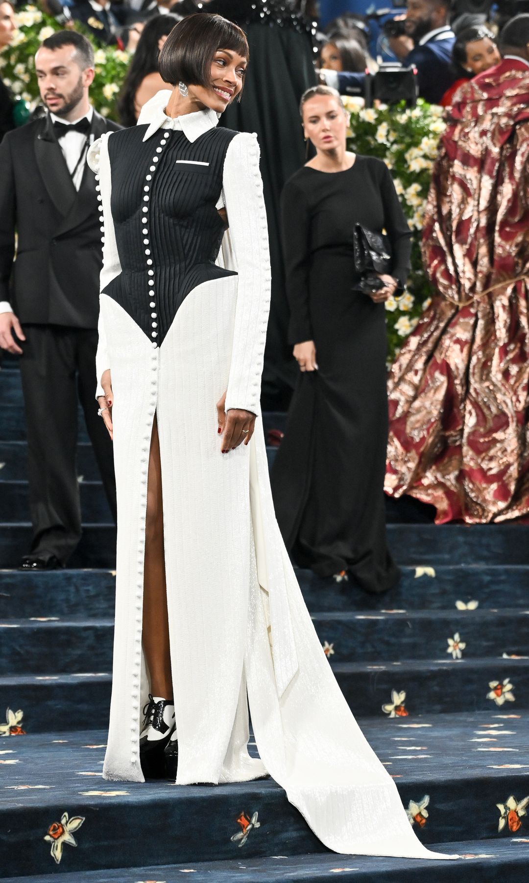 Zoe Saldana at The 2025 Met Gala Celebrating "Superfine: Tailoring Black Style" held at the Metropolitan Museum of Art on May 05, 2025 in New York, New York. (Photo by Michael Buckner/Penske Media via Getty Images)