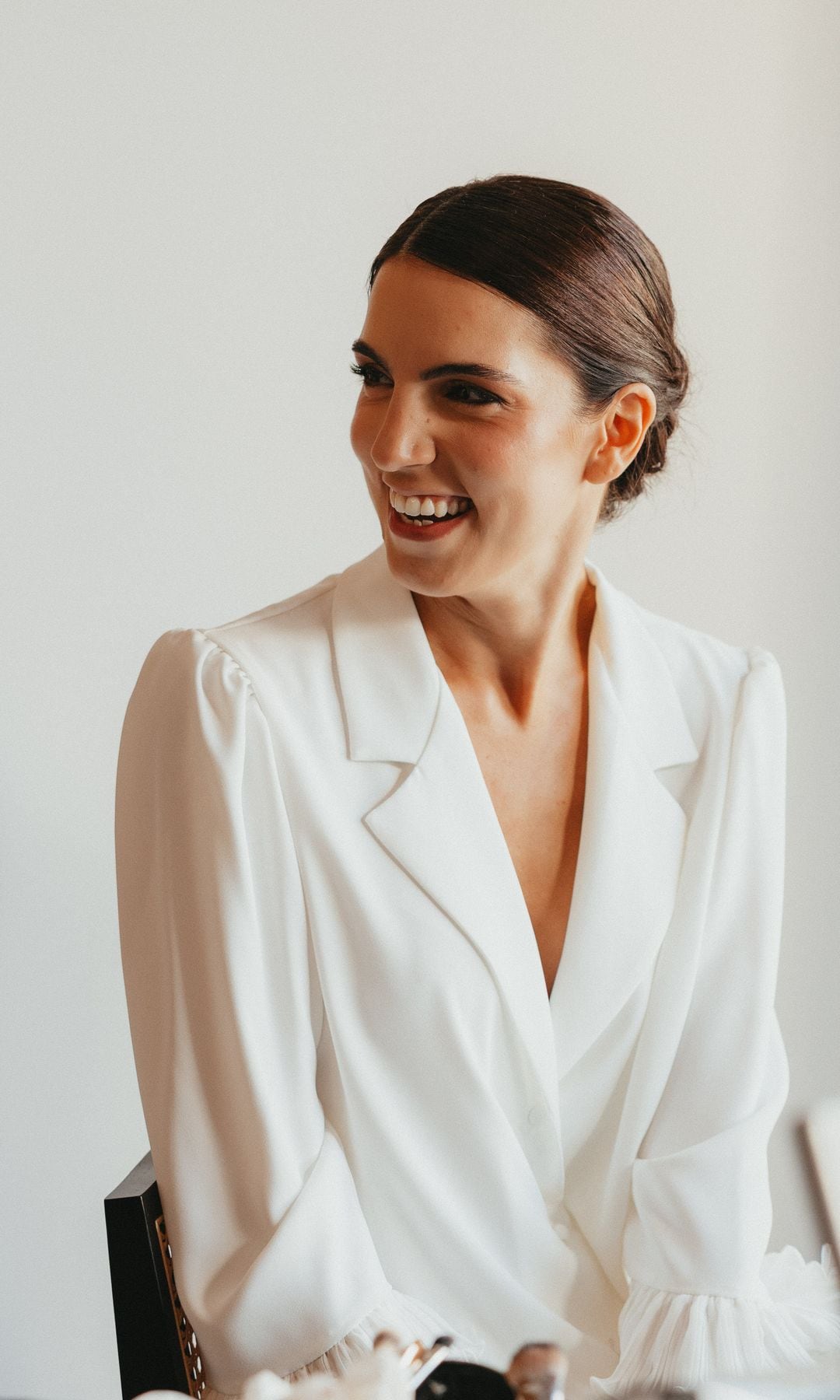 Maquillaje de una novia con vestido de Navascués