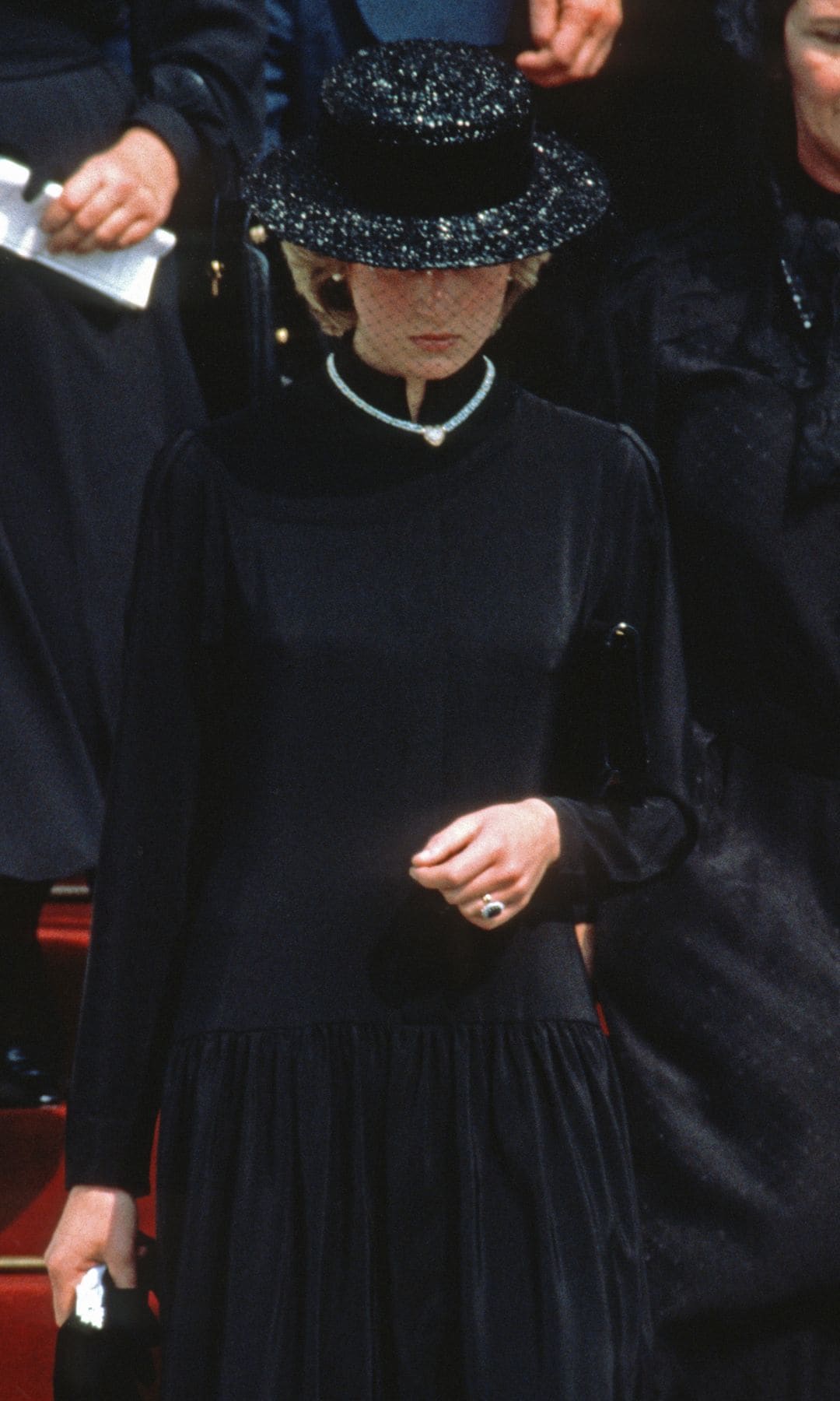 Diana, princesa de Gales, en el funeral de la princesa Grace de Mónaco en 1982