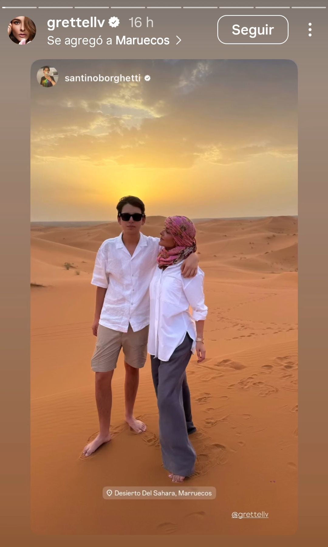 Grettell Valdez y su hijo Santino en Marruecos