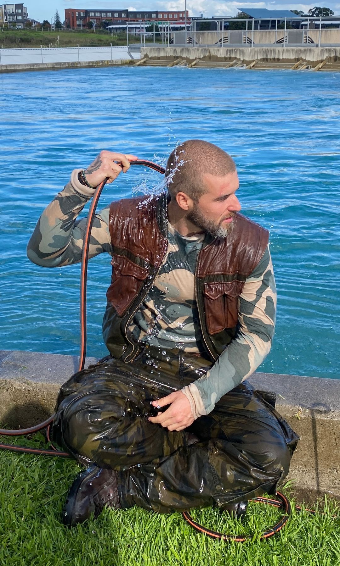 Joel Abadal tras una escena de grabación
