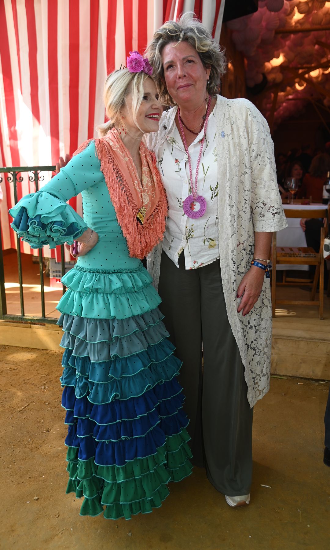 Eugenia Martinez de Irujo, Simoneta Gomez Acebo during feria Abril in Sevilla 07 May 2025