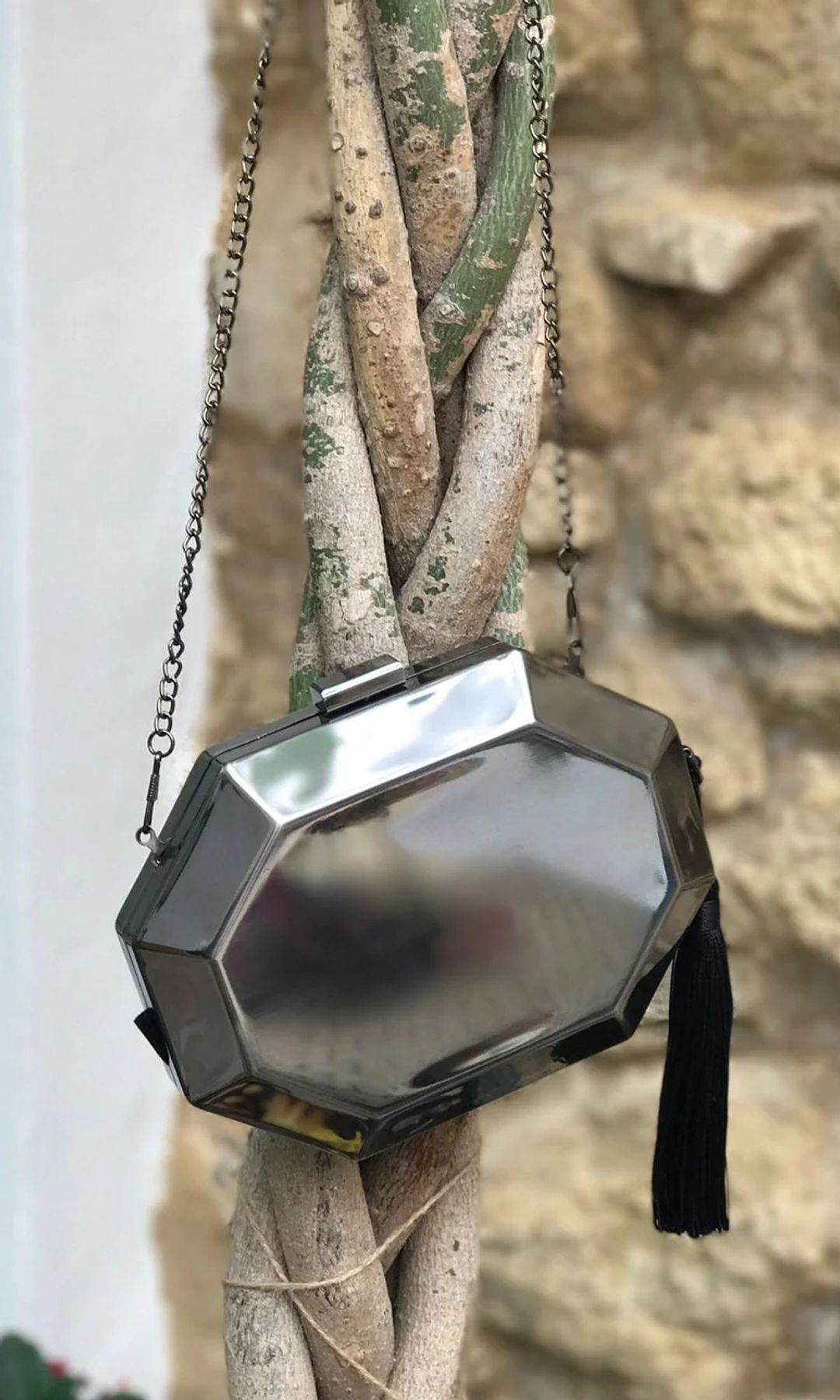 Bolso octogonal plateado
