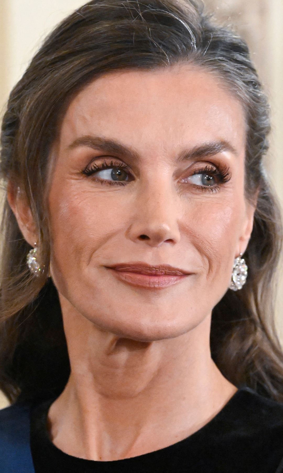Queen Letizia of Spain arrives to attend a dinner with Finland's President and his wife at the Presidential Palace in Helsinki, Finland, on October 6, 2026. Spain's King Felipe and Queen Letizia are on a two-day state visit to Finland