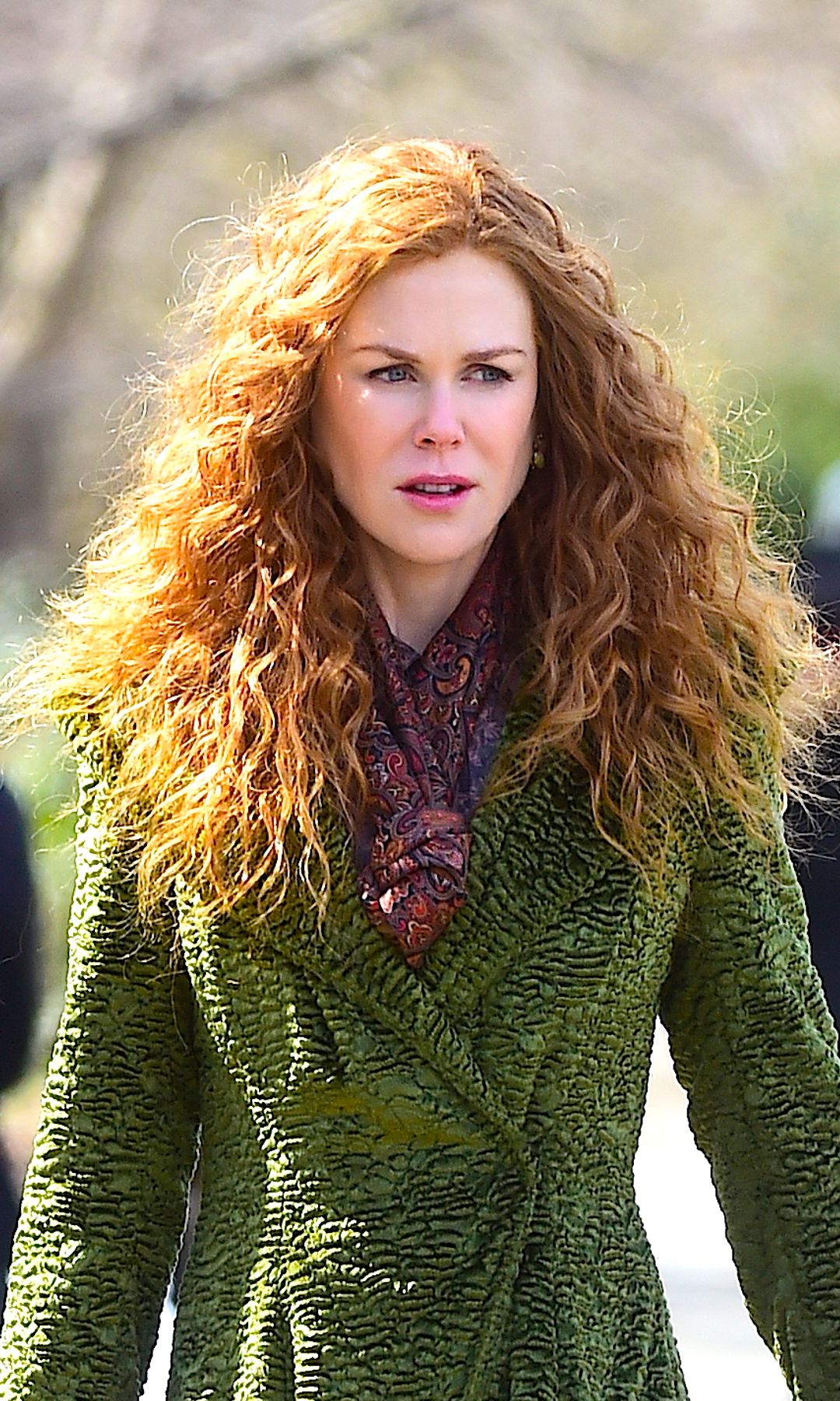 NEW YORK, NY - MARCH 27:  Actress Nicole Kidman is seen on set  filming The Undoing in Central Park on March 27, 2019 in New York City