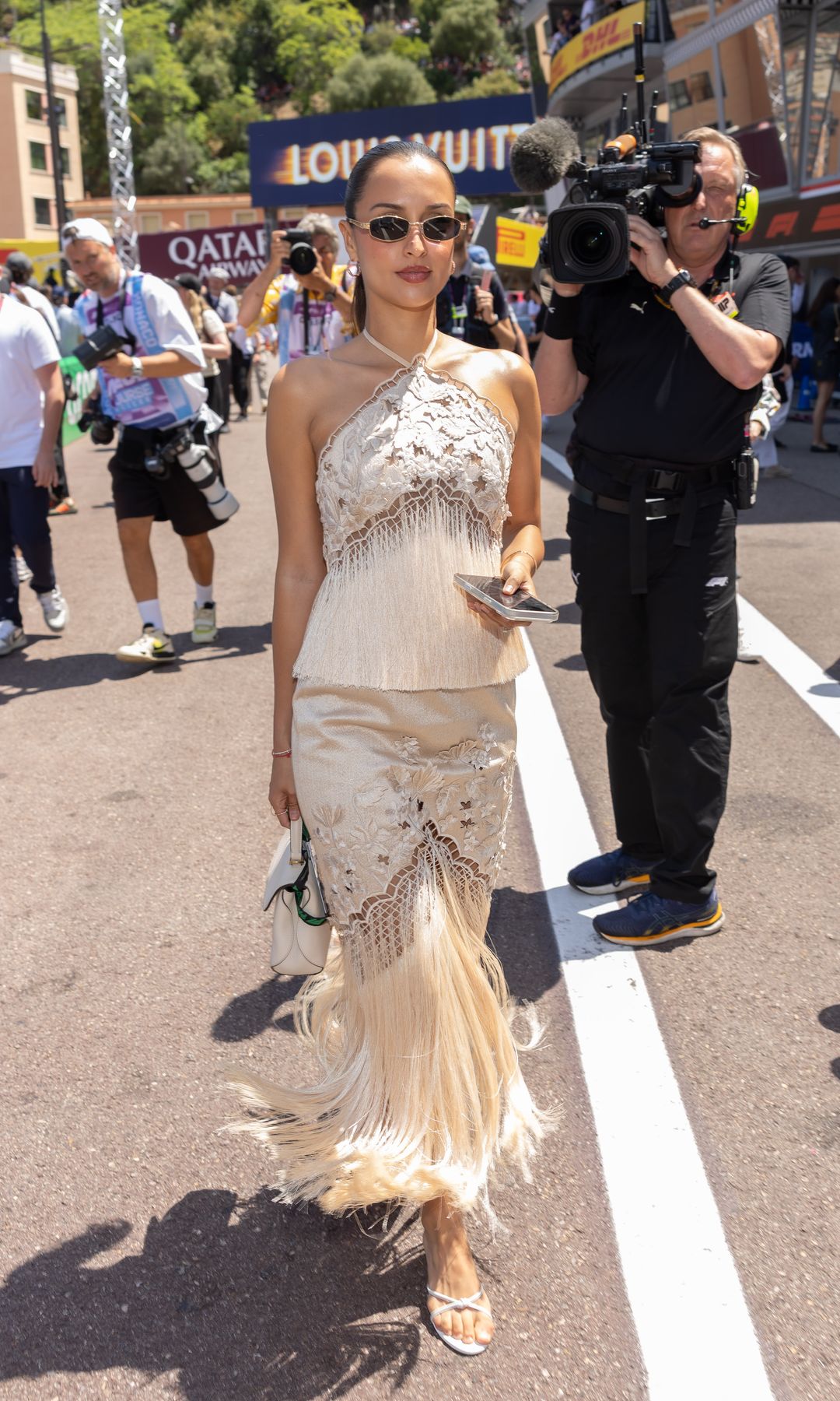 Así fue el vestido boho-chic de Alexandra Leclerc.