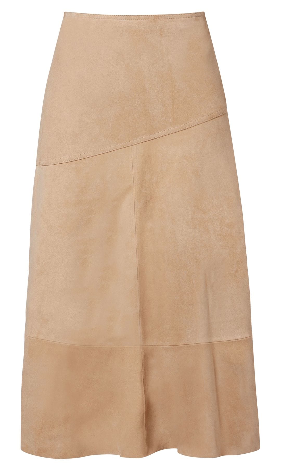 Falda midi de ante (1.150 €), de Yves Salomon en MyTheresa