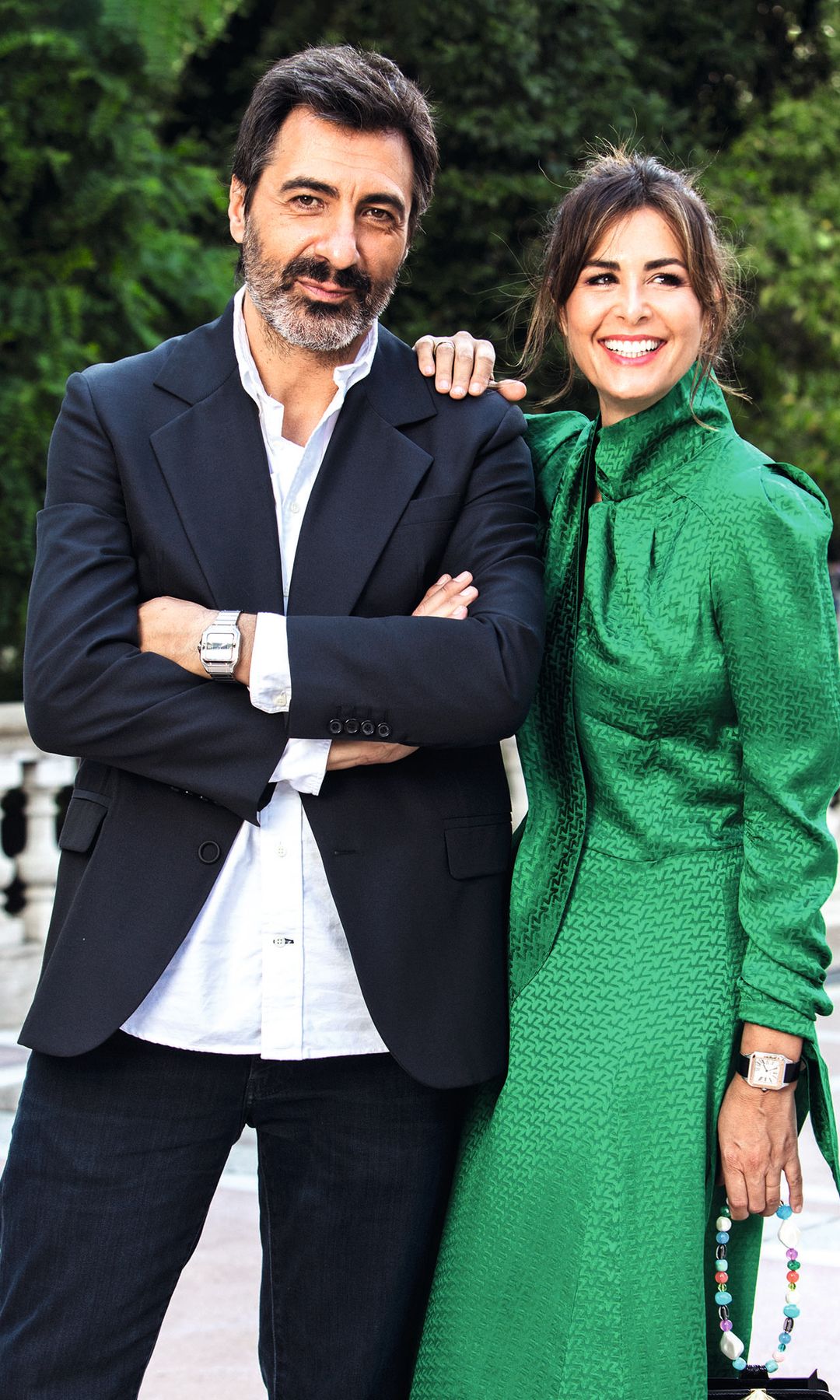 Juan del Val y Nuria Roca en una exposición en el Retiro