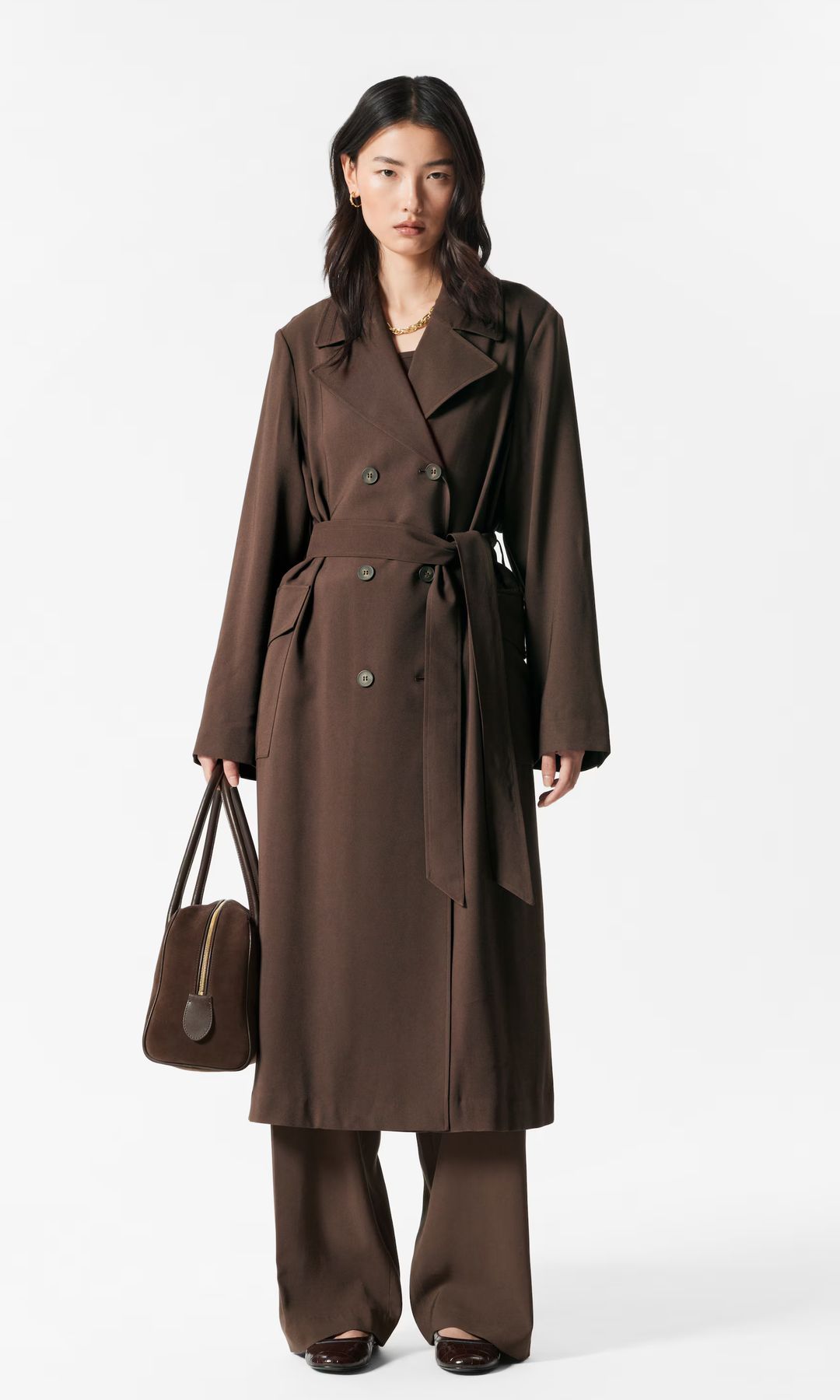 gabardina marrón chocolate