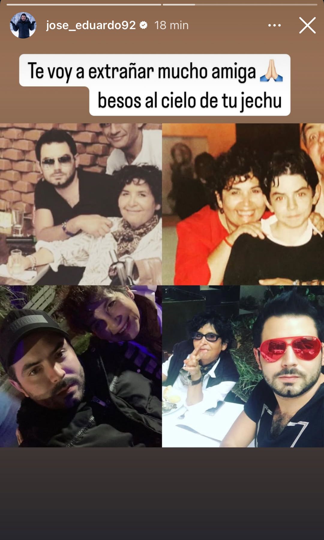 José Eduardo Derbez despidió a su amiga con un collage de sus mejores momentos juntos.