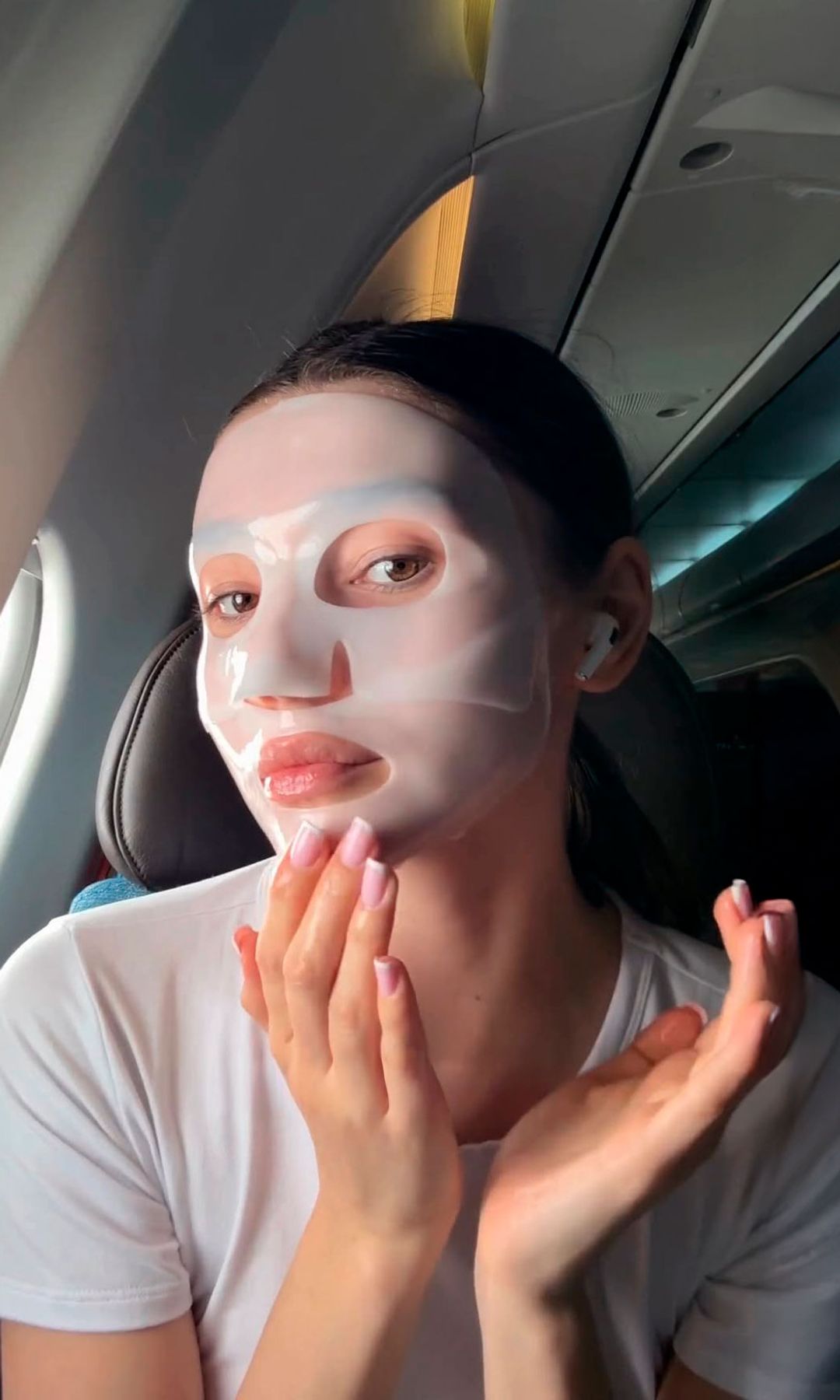 Cuidado facial en un avión