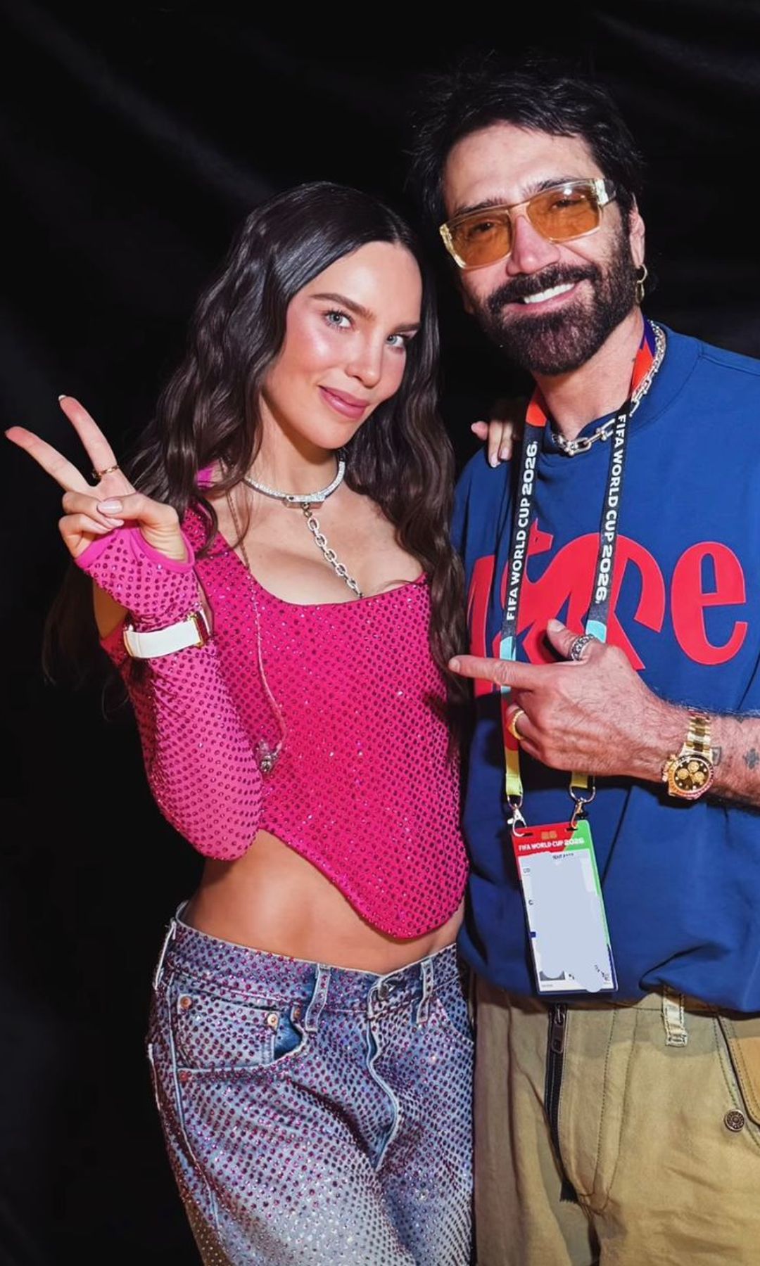 Belinda y Alejandro Fernández tras bambalinas en el Mundial 2026.