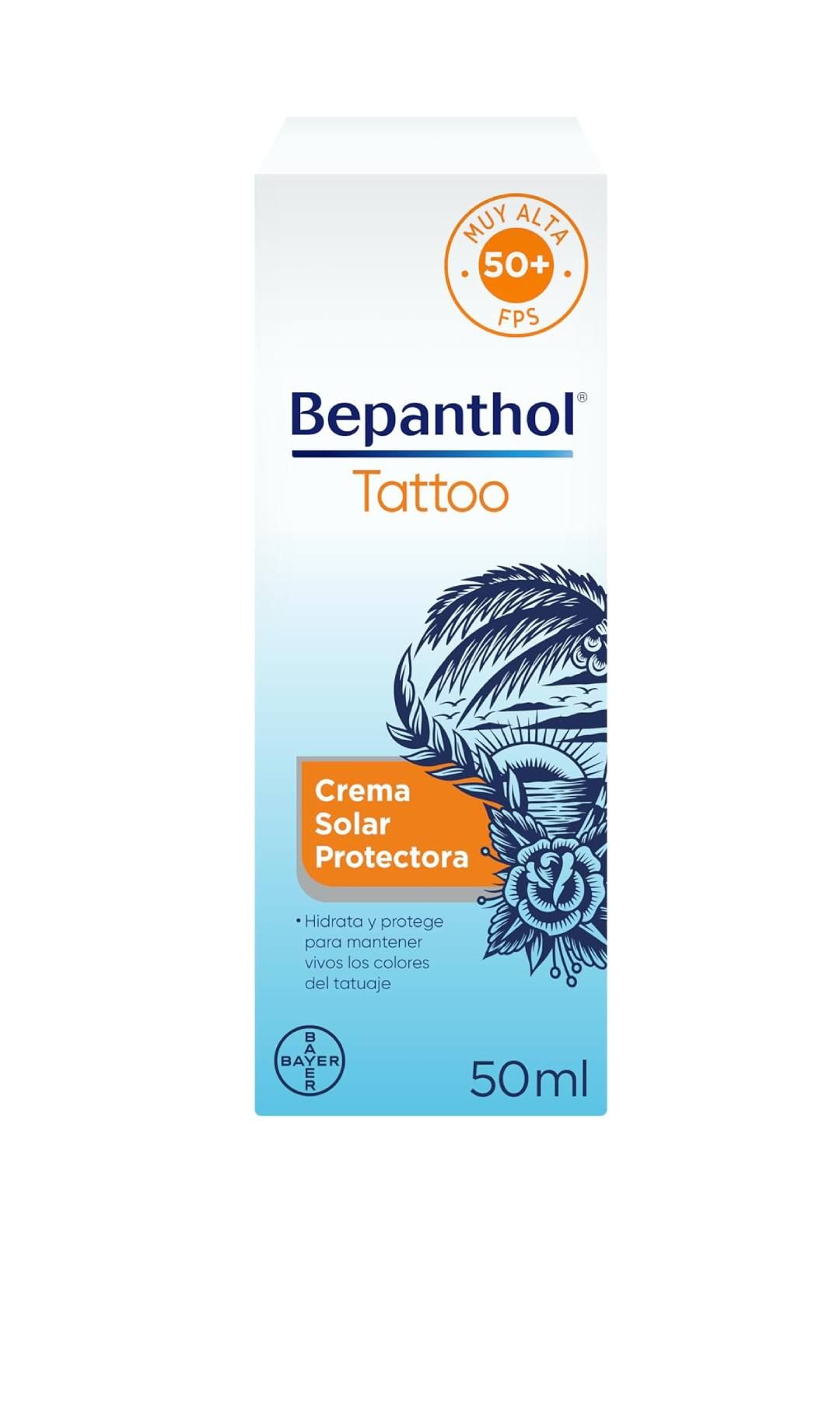 Crema Tattoo SPF50 Protector solar piel tatuada (14,95€), BEPANTHOL