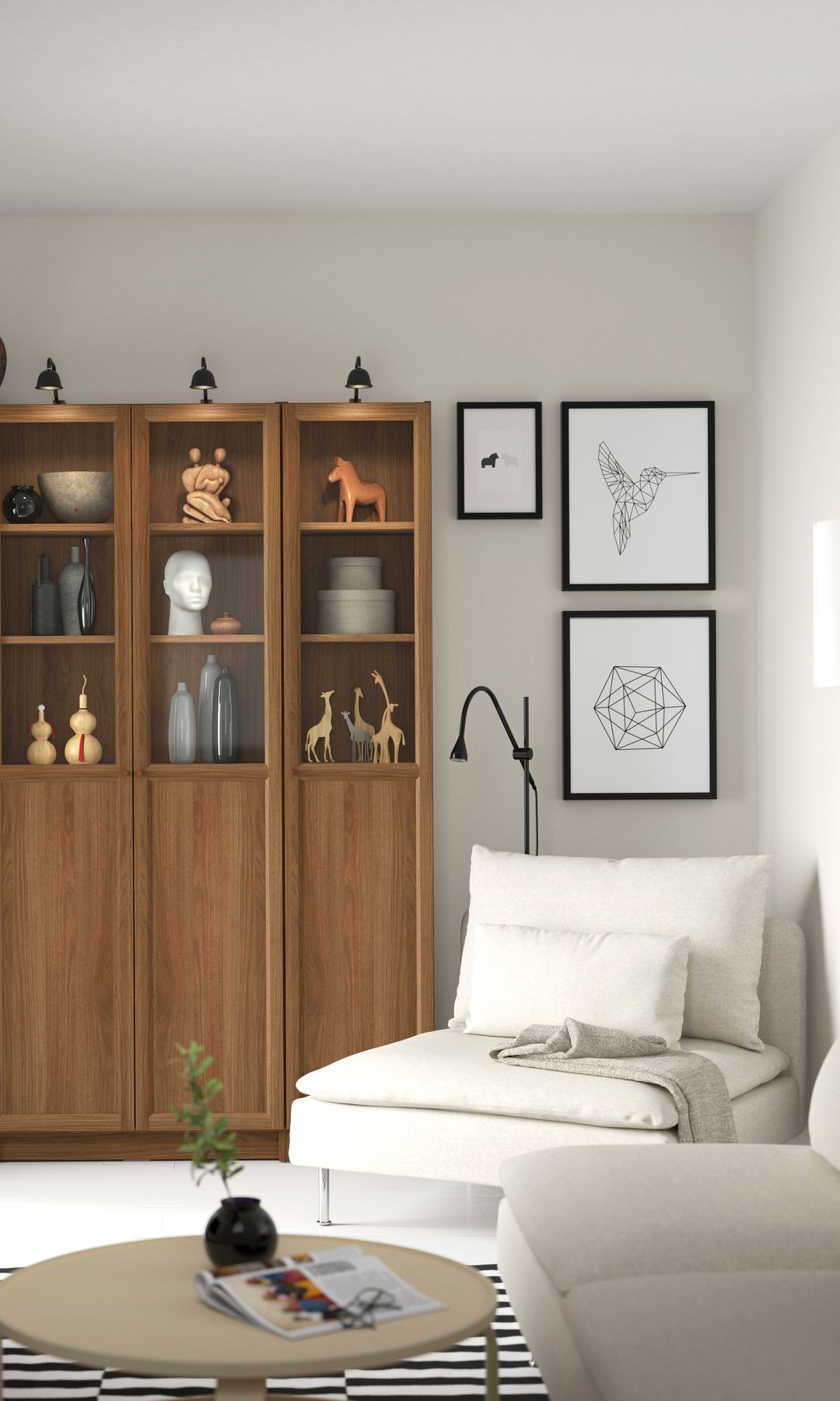 Salón pequeño con librería