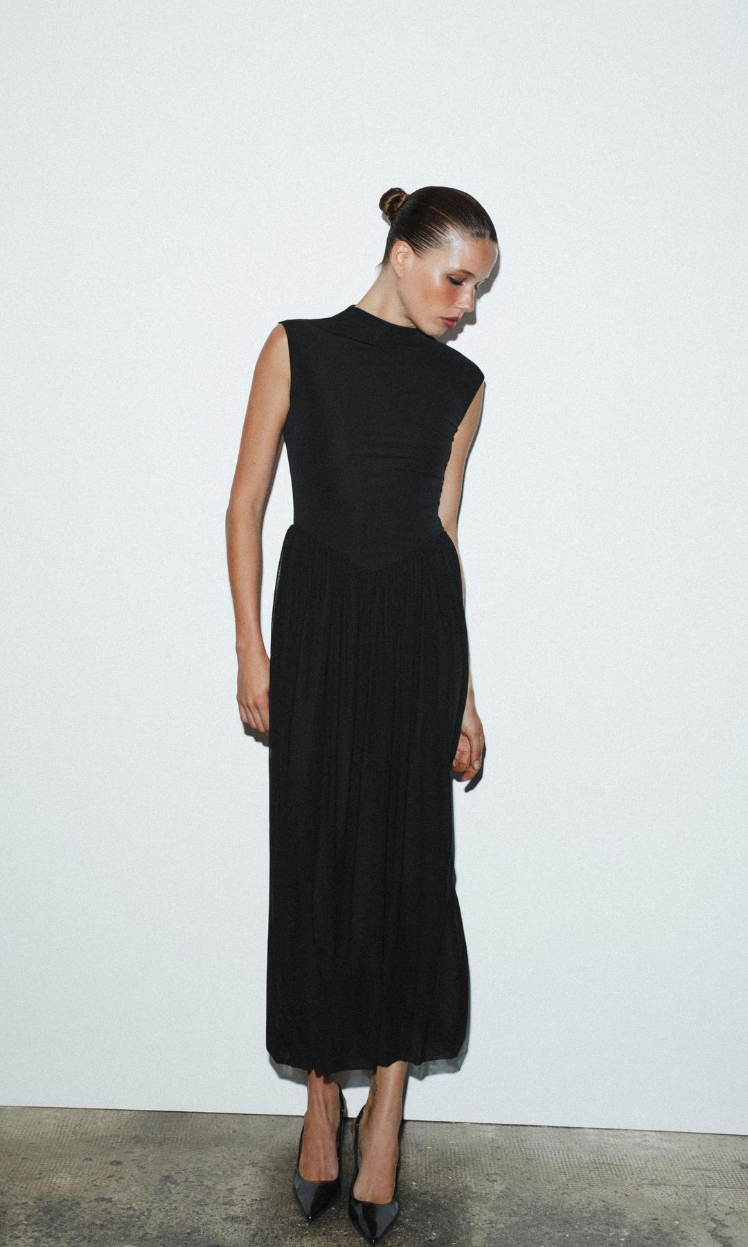 Vestido largo combinado (29,95 euros)