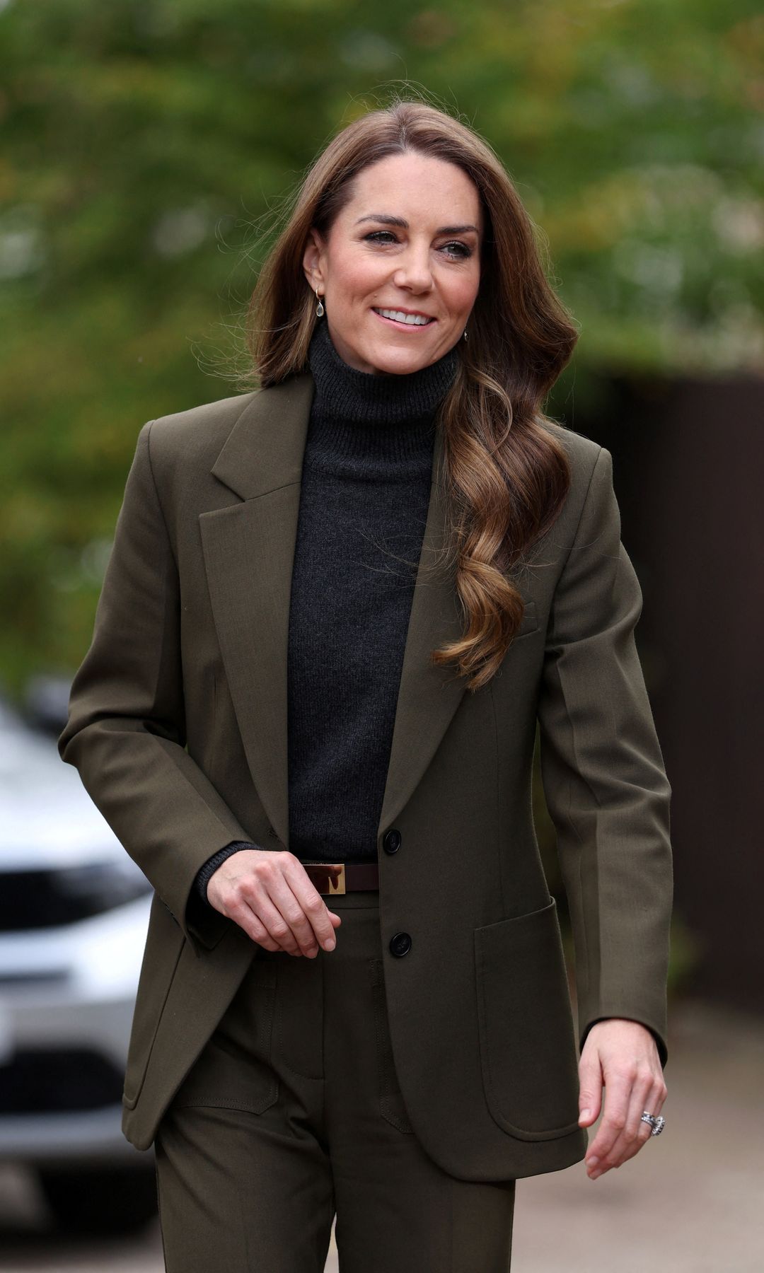 IPSWICH, ENGLAND - OCTOBER 22: Catherine, Princess of Wales arrives at The Treehouse Children's Hospice during a visit to learn about the care and support provided by East Anglia's Children's Hospices (EACH) on October 22, 2026 in Ipswich, England