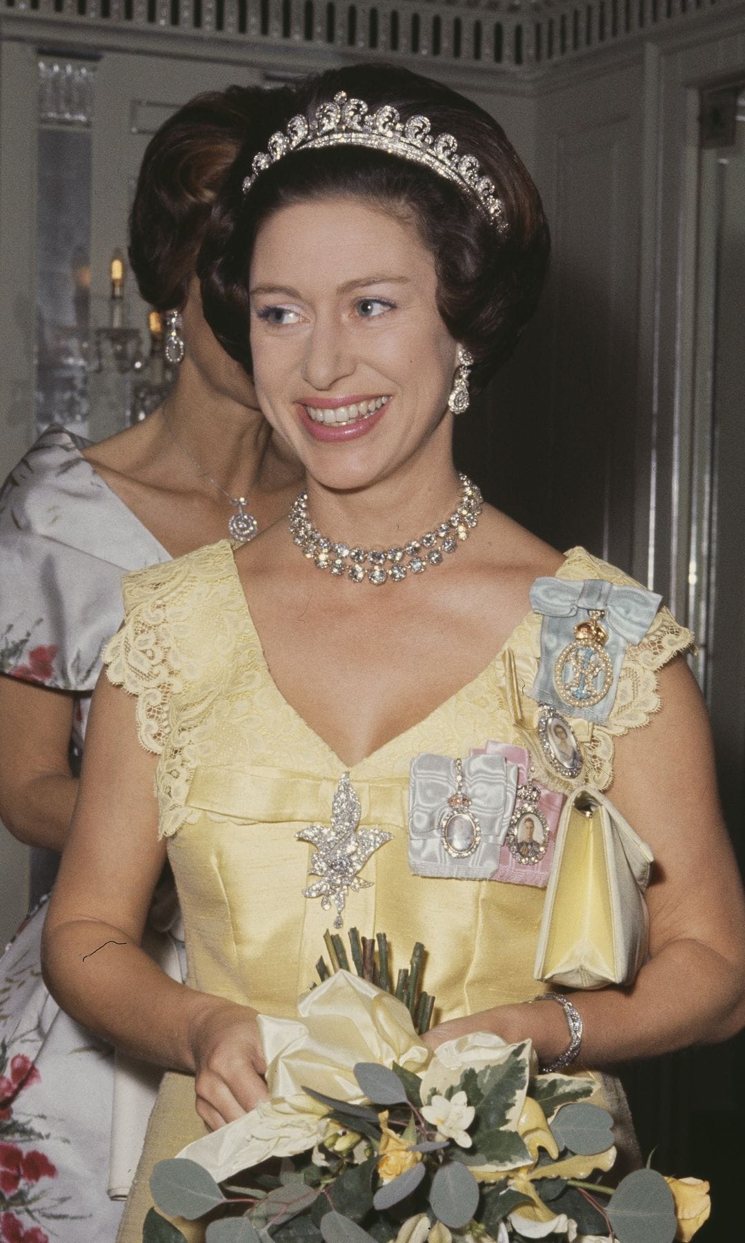 La princesa Margarita con la tiara Halo de Cartier.