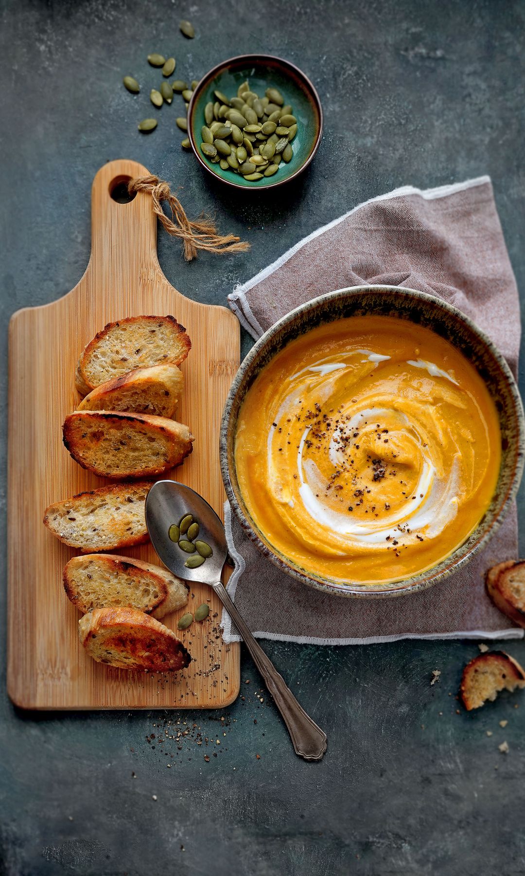 Crema de calabaza asada con zanahoria