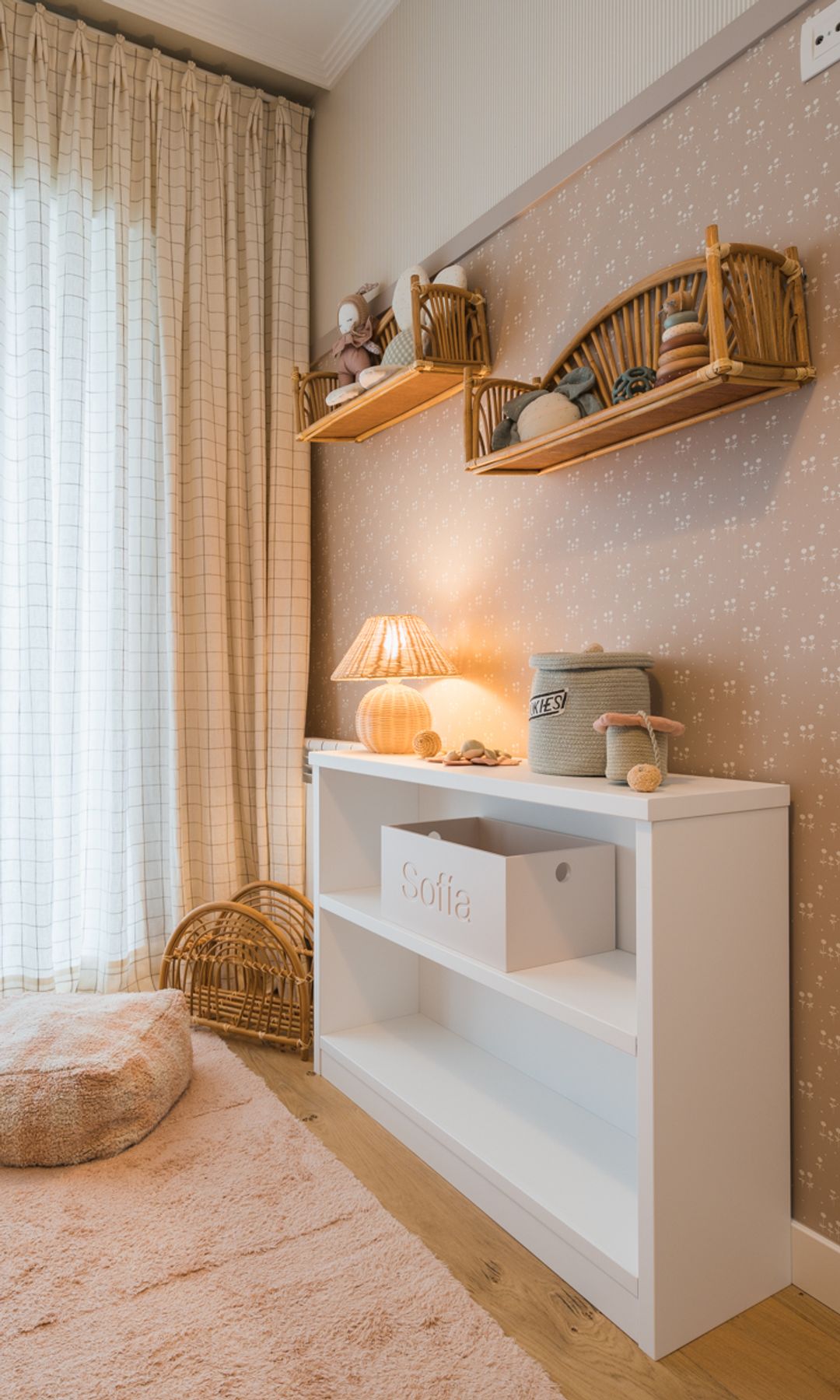 Rincón de almacenaje en habitación infantil