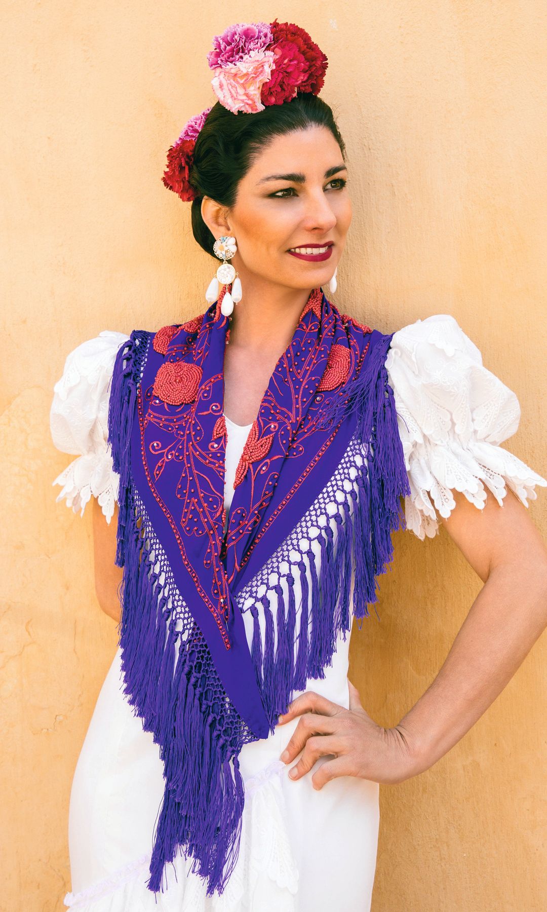 Rocío Peralta, la reina de la moda flamenca, se prepara para ser la madrina de la exhibición de enganches de la Real Maestranza