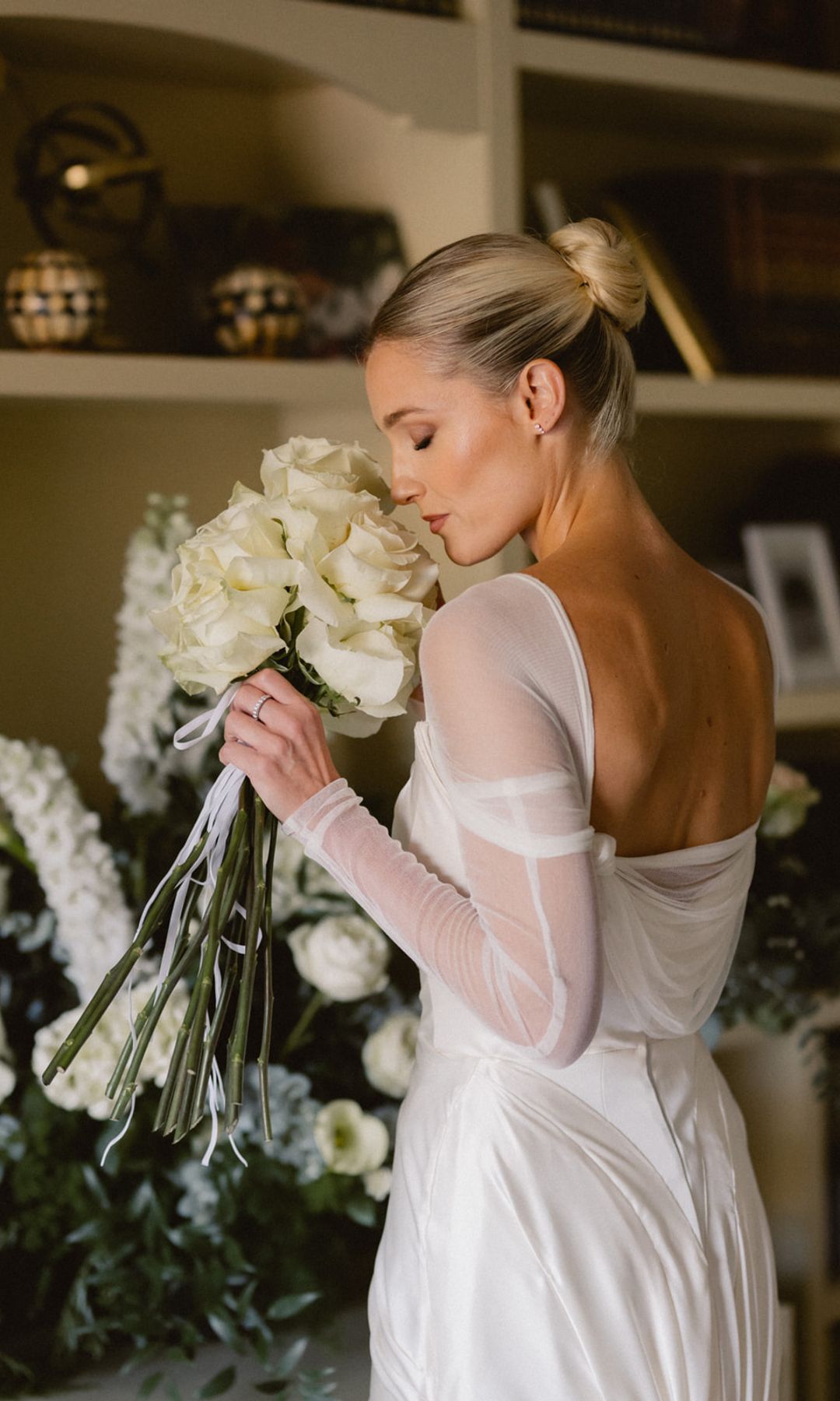 Ramo de novia de rosas blancas