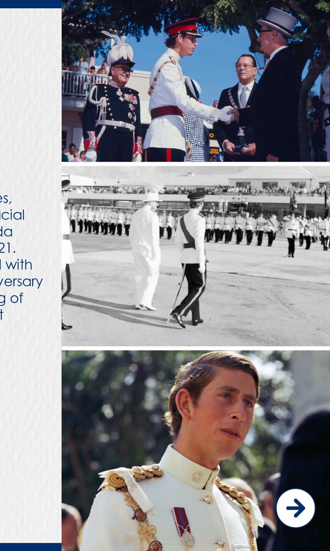 Carlos de Inglaterra visitó Bermudas por primera vez en 1970 como Príncipe de Gales
