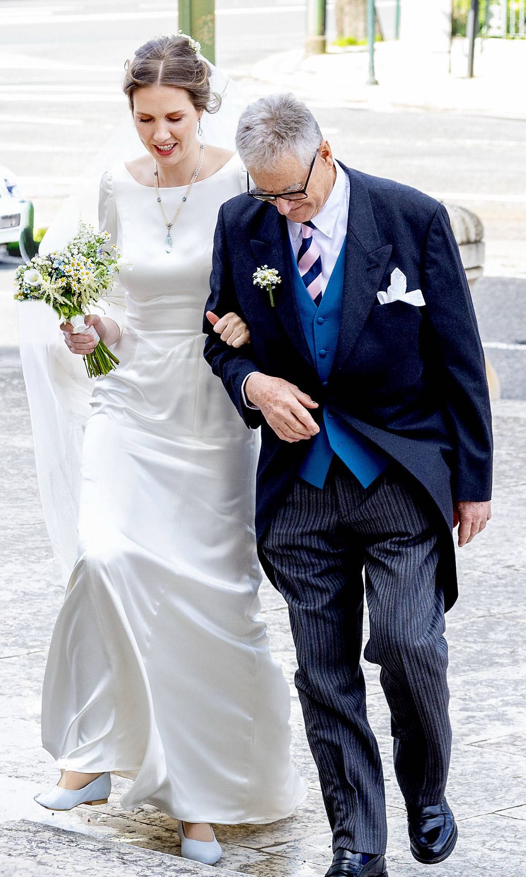 La princesa Leopoldina de Liechtenstein el día de su boda en Lisboa