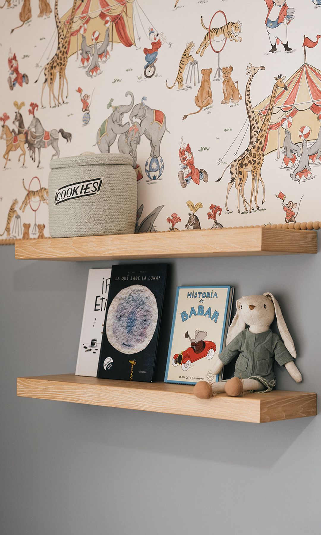Detalle: estantes en la habitación infantil