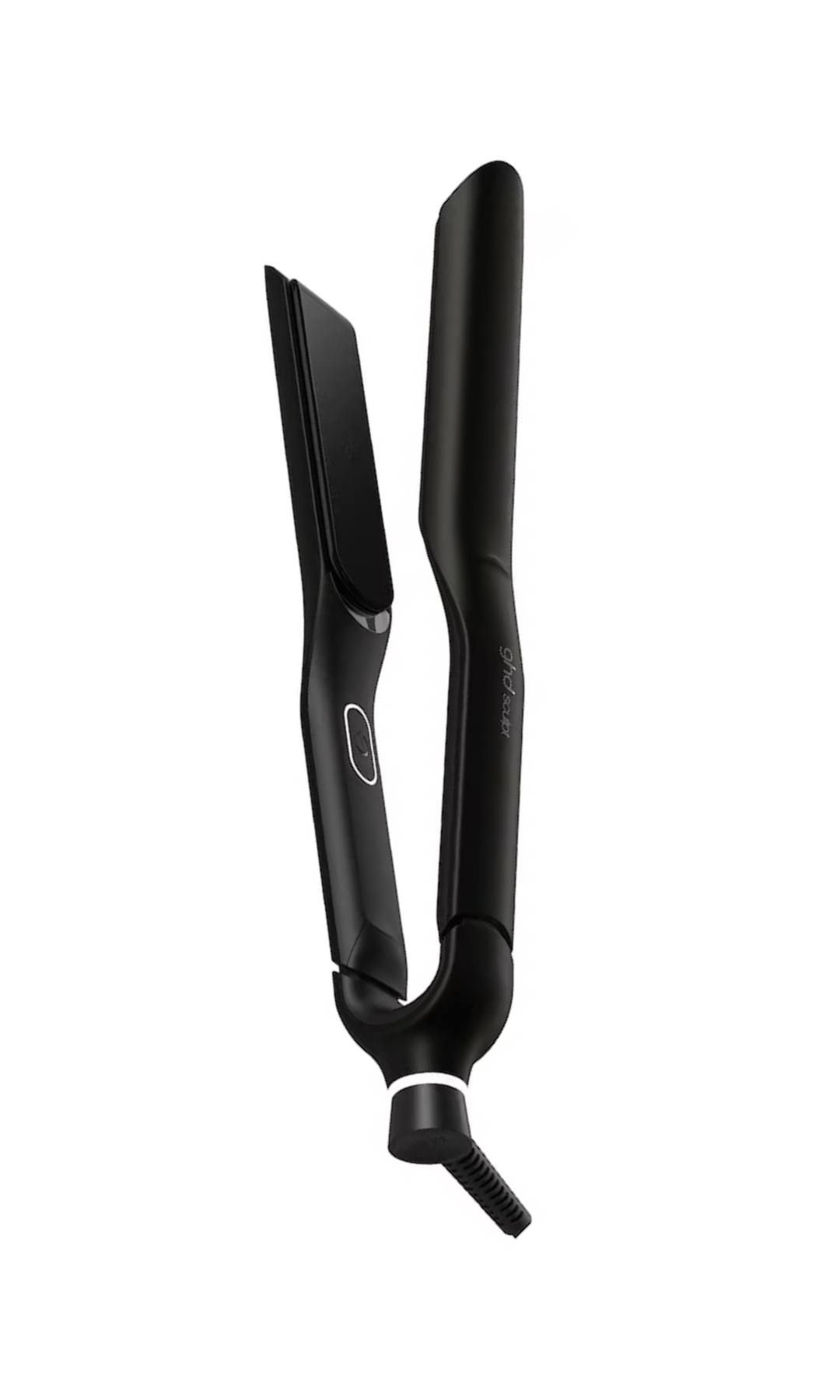 Plancha Sculpt, incorpora cuatro sensores que leen cómo se realiza cada pasada (cantidad de cabello, velocidad y ángulo de inclinación) y adapta la entrega de calor a esos datos mediante su tecnología Heat-Adapt (449€), ghd