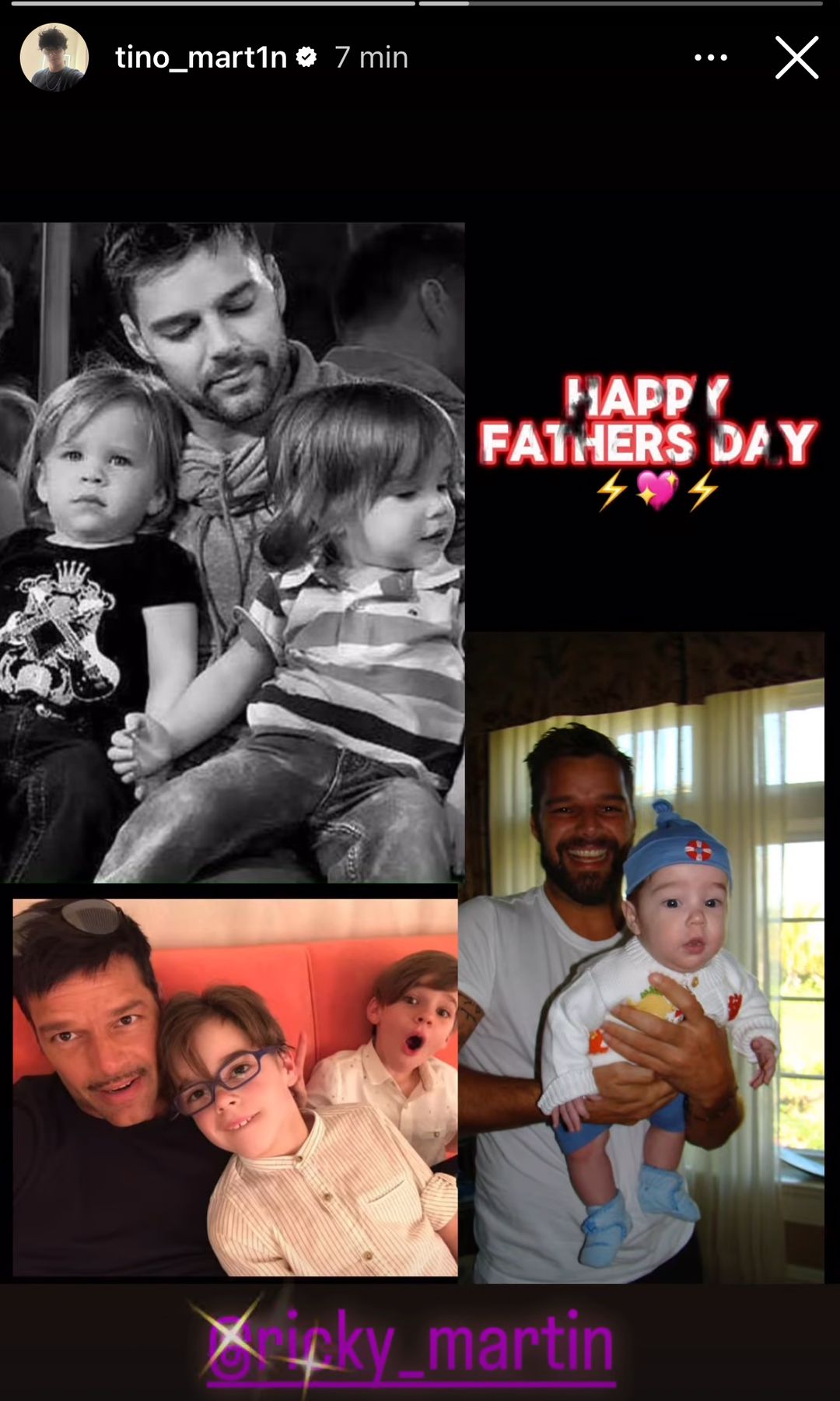 Tino Martin felicitó a su padre con un bello collage formado por imágenes de él y su hermano Matteo.