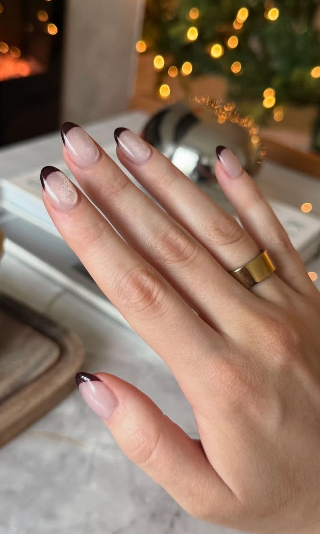 Manicura francesa ojo de gato