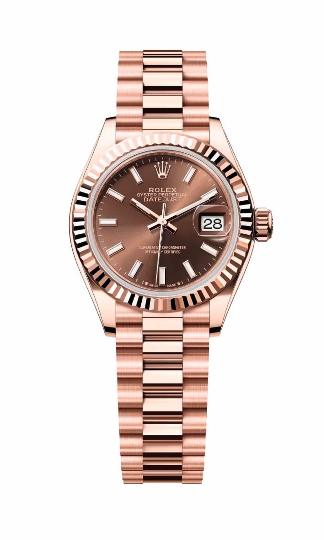 Reloj Lady-Datejust Oyster 28 mm 
en oro Everose, de Rolex (34.100 €).