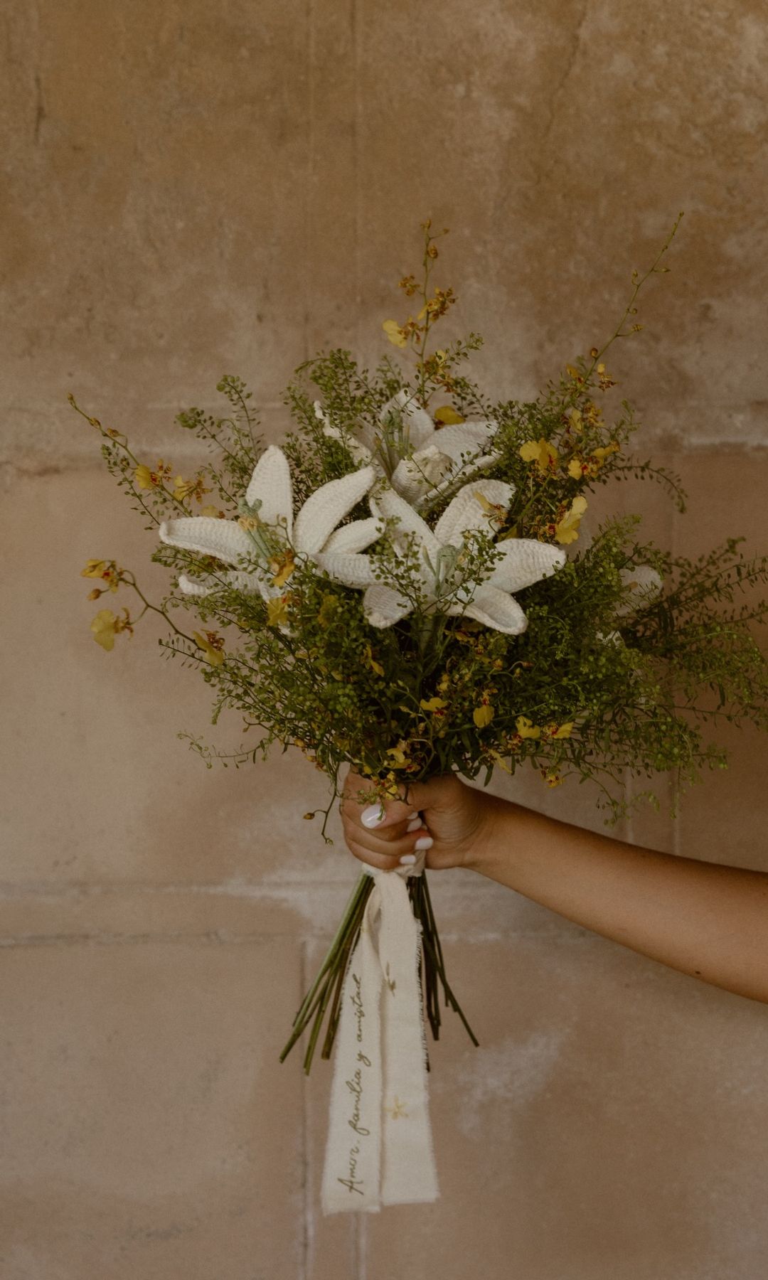Ramos de novia blancos exóticos flores de crochet