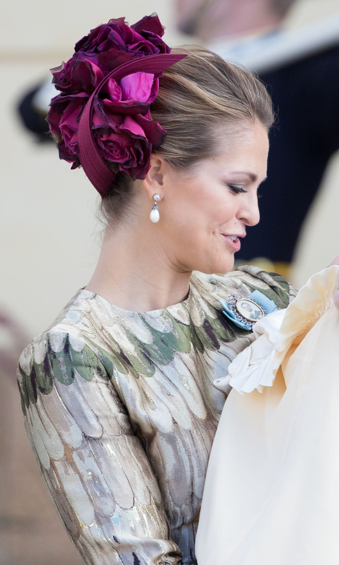 STOCKHOLM, SWEDEN - OCTOBER 11:  Princess Madeleine of Sweden and Christopher O'Neill carries her son Prince Nicolas  are seen at Drottningholm Palace for the Christening of Prince Nicolas of Sweden at Drottningholm Palace on October 11, 2015 in Stockholm, Sweden.  (Photo by Luca Teuchmann/Getty Images)