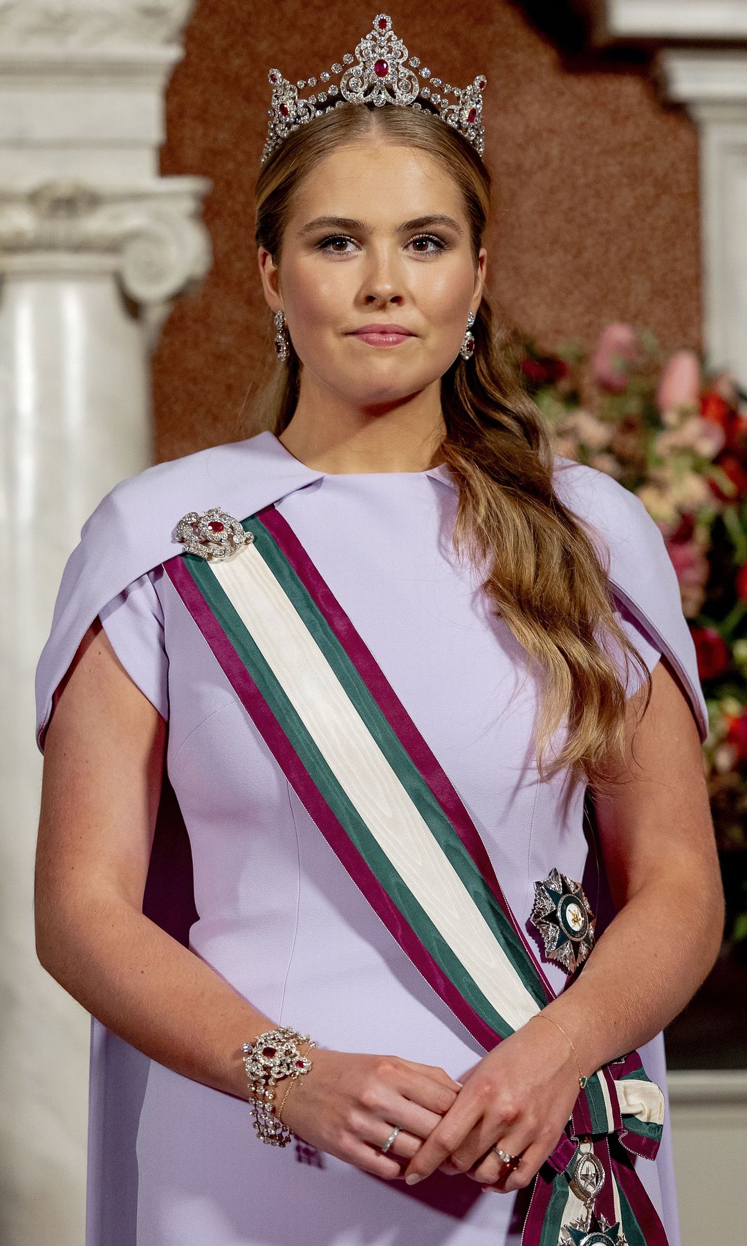 Mandatory Credit: Photo by Hollandse Hoogte/Shutterstock (15254550ag) AMSTERDAM - Princess Amalia prior to the state banquet at the Royal Palace. The Omani sultan is making a two-day state visit to the Netherlands. Omani Sultan on State Visit to the Netherlands, Day 1, Amsterdam - 15 Apr 2025 *** Local Caption *** .
