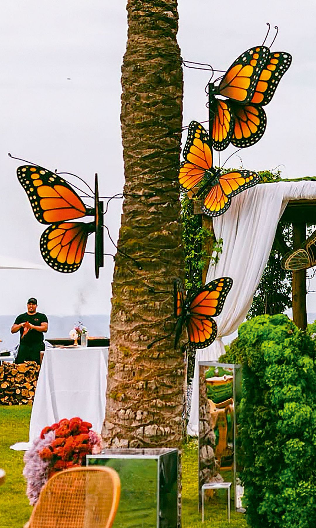 Detalle de la decoración de mariposas de la boda de Rocío Crusset 